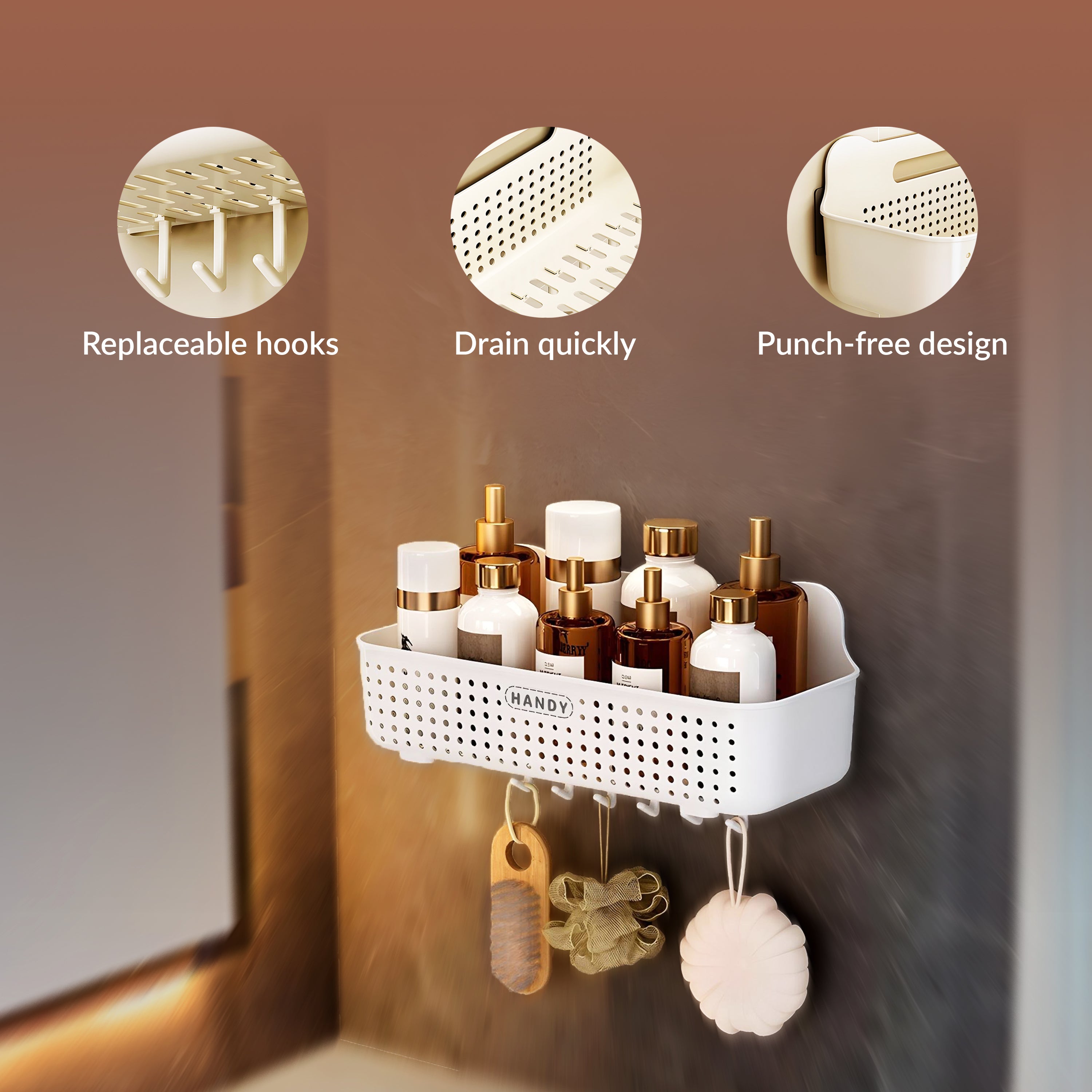 Homero Wall-Mounted Multi-Purpose Storage Basket with Hooks