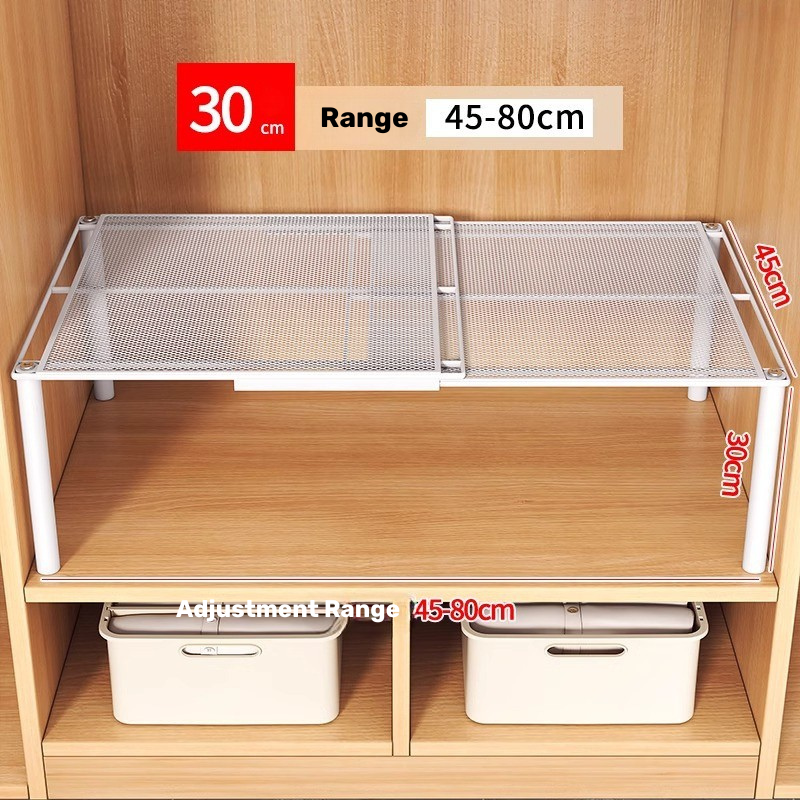 Homero Expandable Layered Closet Organizer Shelf White Carbon Steel