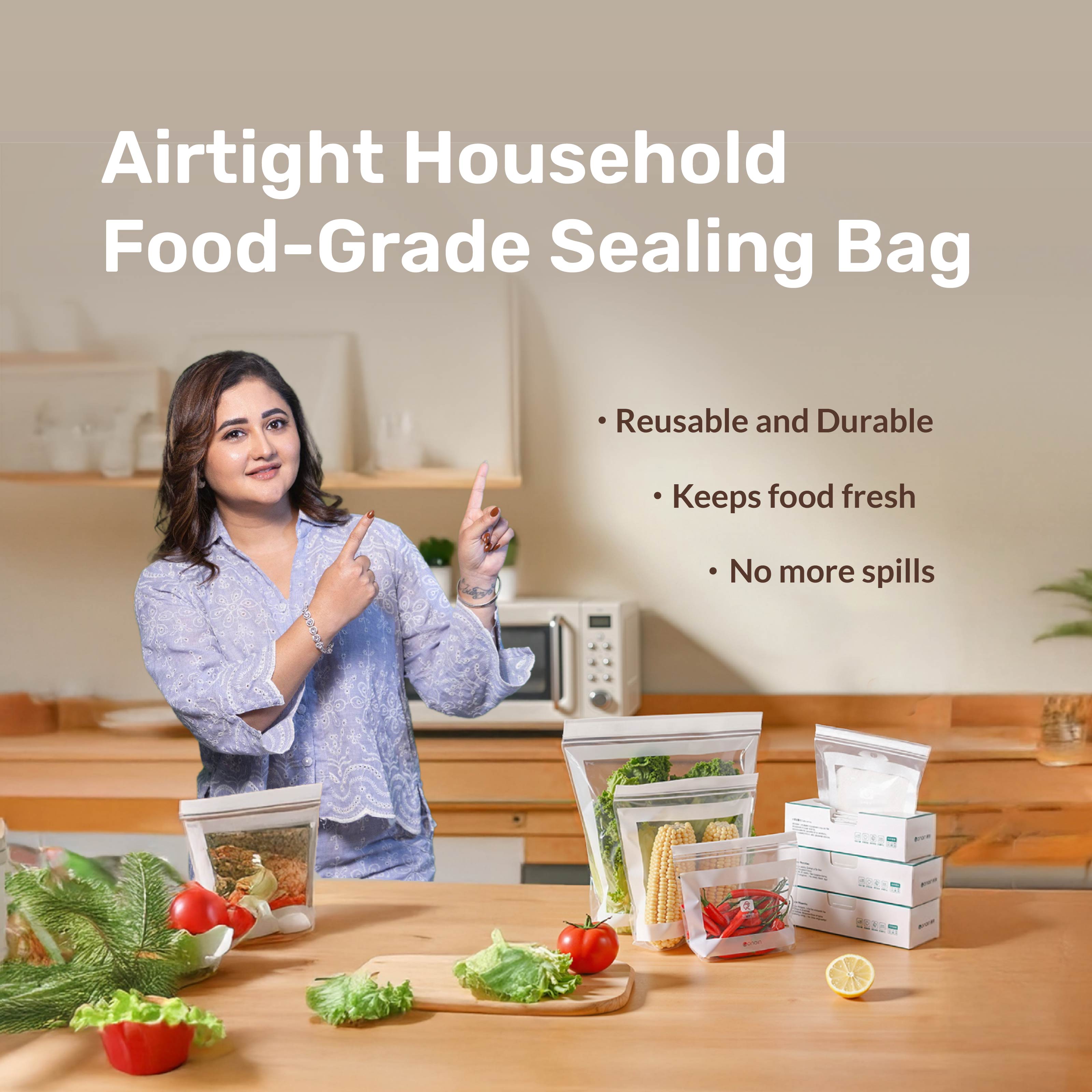 Homero Reusable Airtight Sealing Food-Grade Plastic Bags