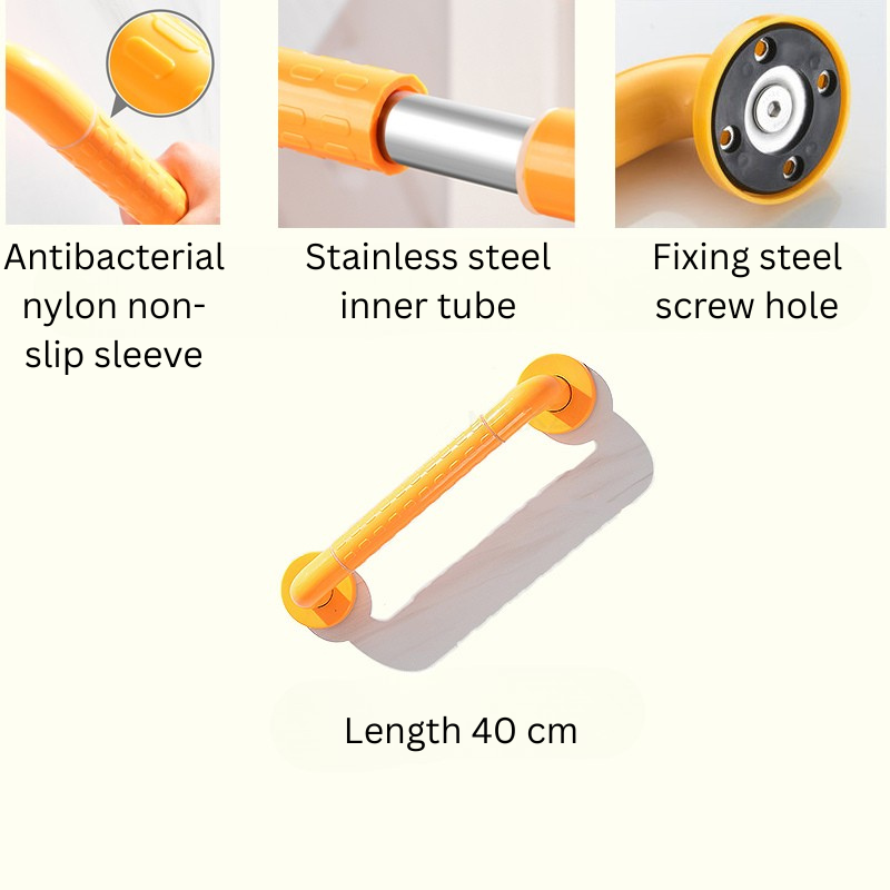 Elder Friendly Stainless Steel Bathroom Grip Bar with Glow Rings