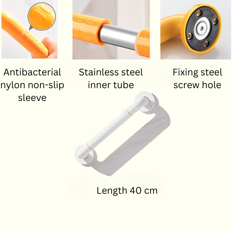 Elder Friendly Stainless Steel Bathroom Grip Bar with Glow Rings