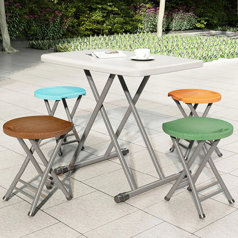 Portable Folding Stool Lightweight Heavy Duty Plastic Seat with Metal Frame