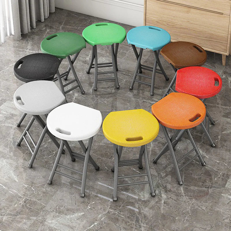 Portable Folding Stool Lightweight Heavy Duty Plastic Seat with Metal Frame