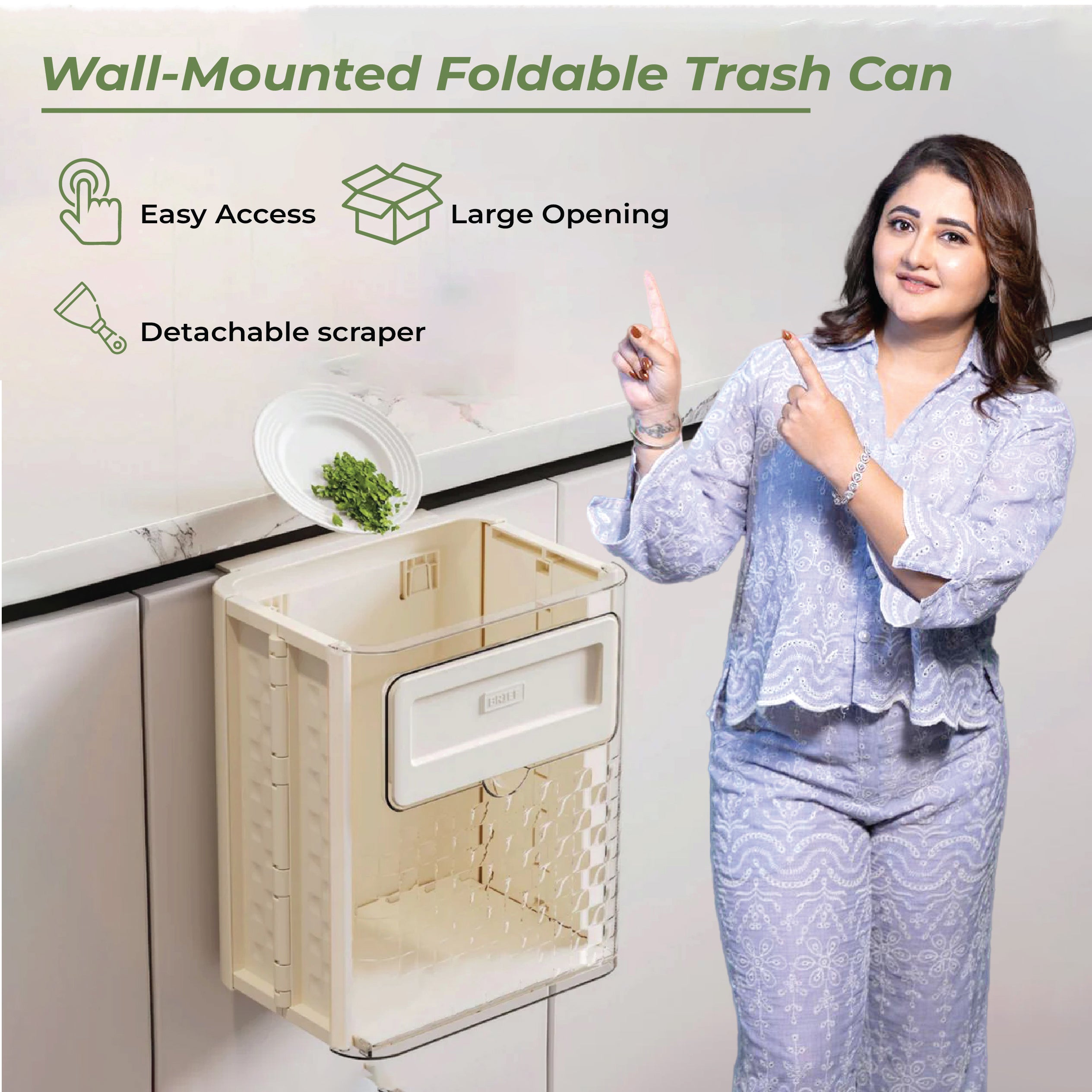 Wall-Mounted Foldable Trash Can