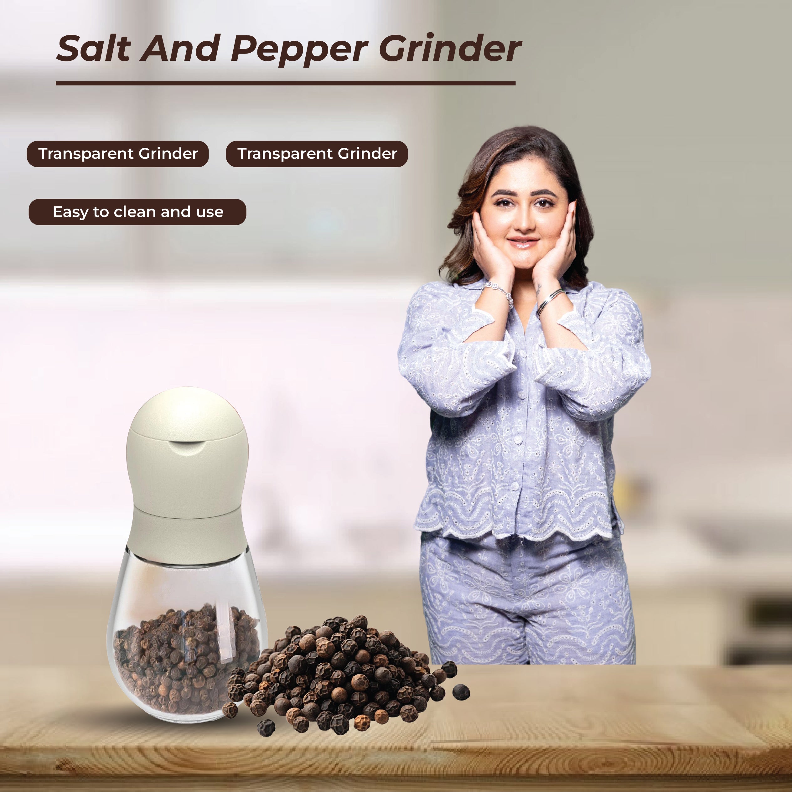 Homero Manual Salt and Pepper Grinder with Adjustable Coarseness