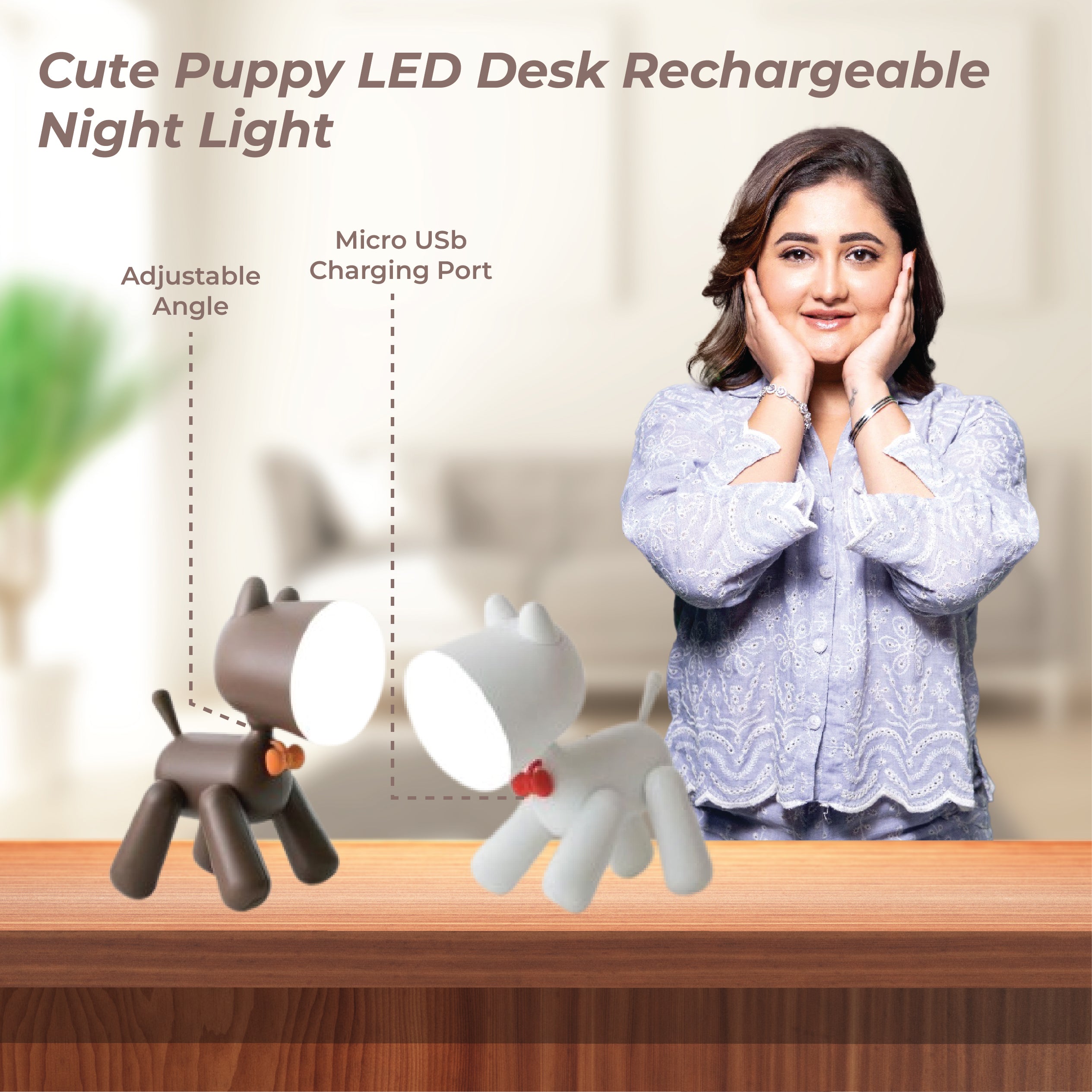 Cute Puppy LED Desk Rechargeable Night Light