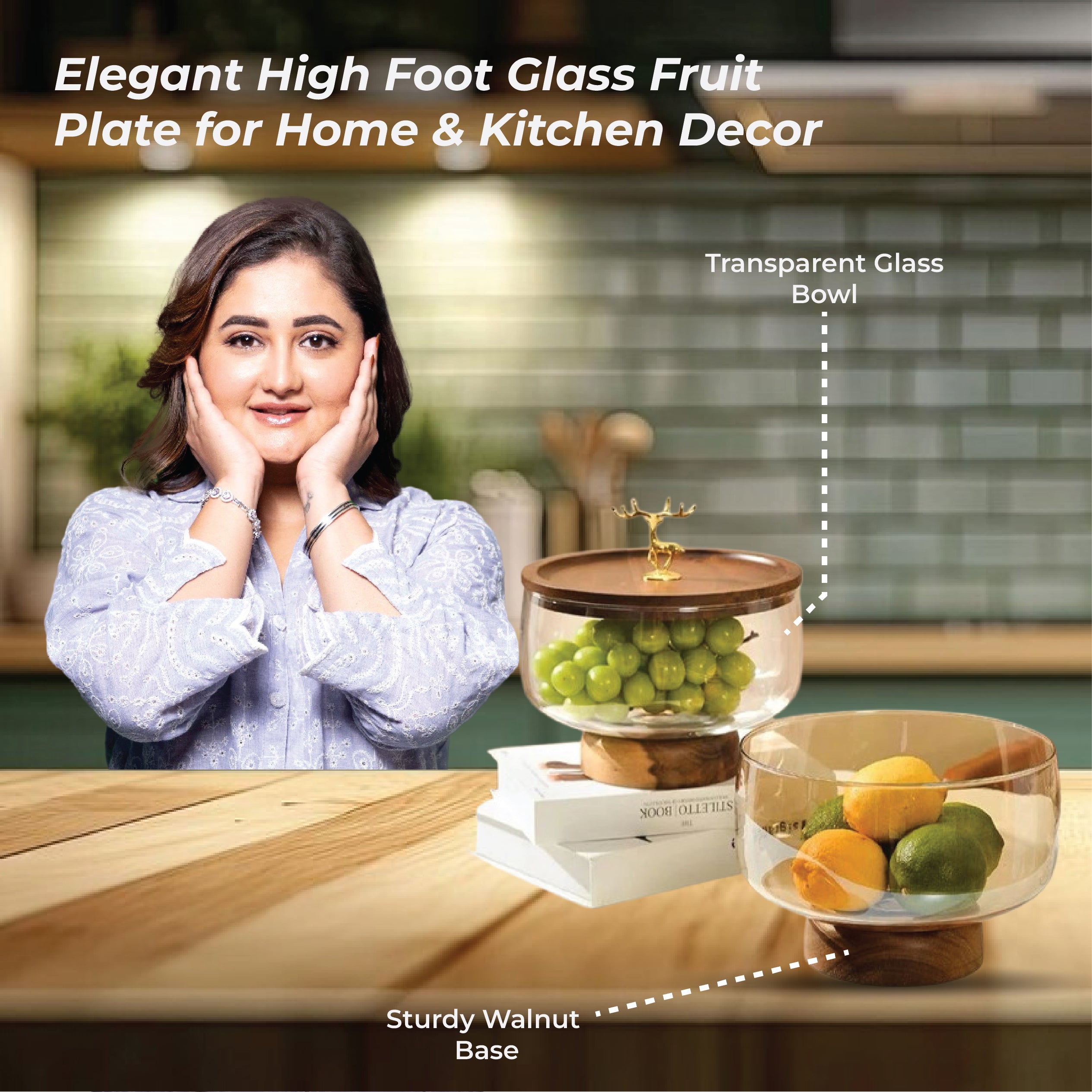 Elegant High Foot Glass Fruit Plate for Home & Kitchen Decor