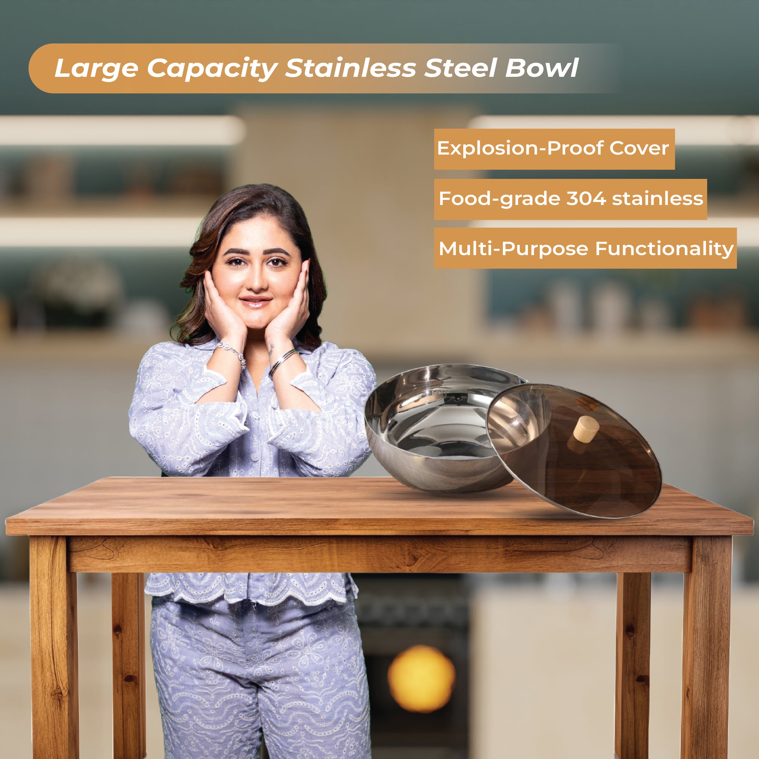 Homero Large-Capacity Stainless Steel Mixing Bowl with Lid