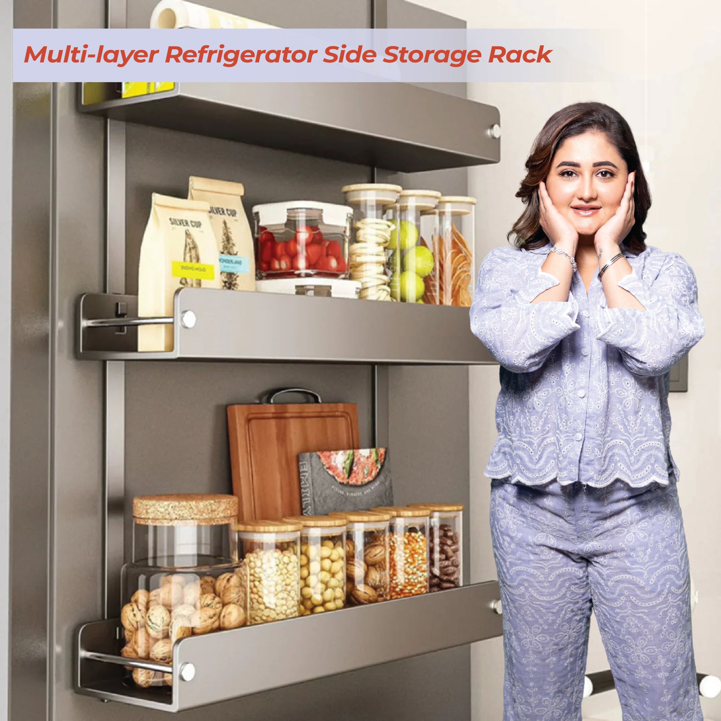Multi-Layer Carbon Steel Refrigerator Side Storage Rack