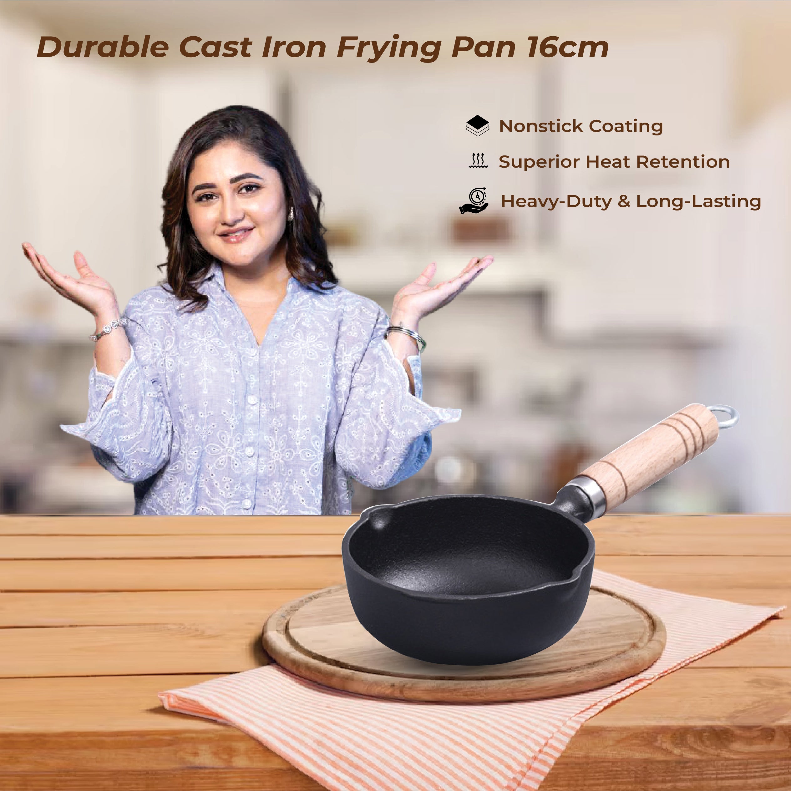 Durable Cast Iron Frying Pan
