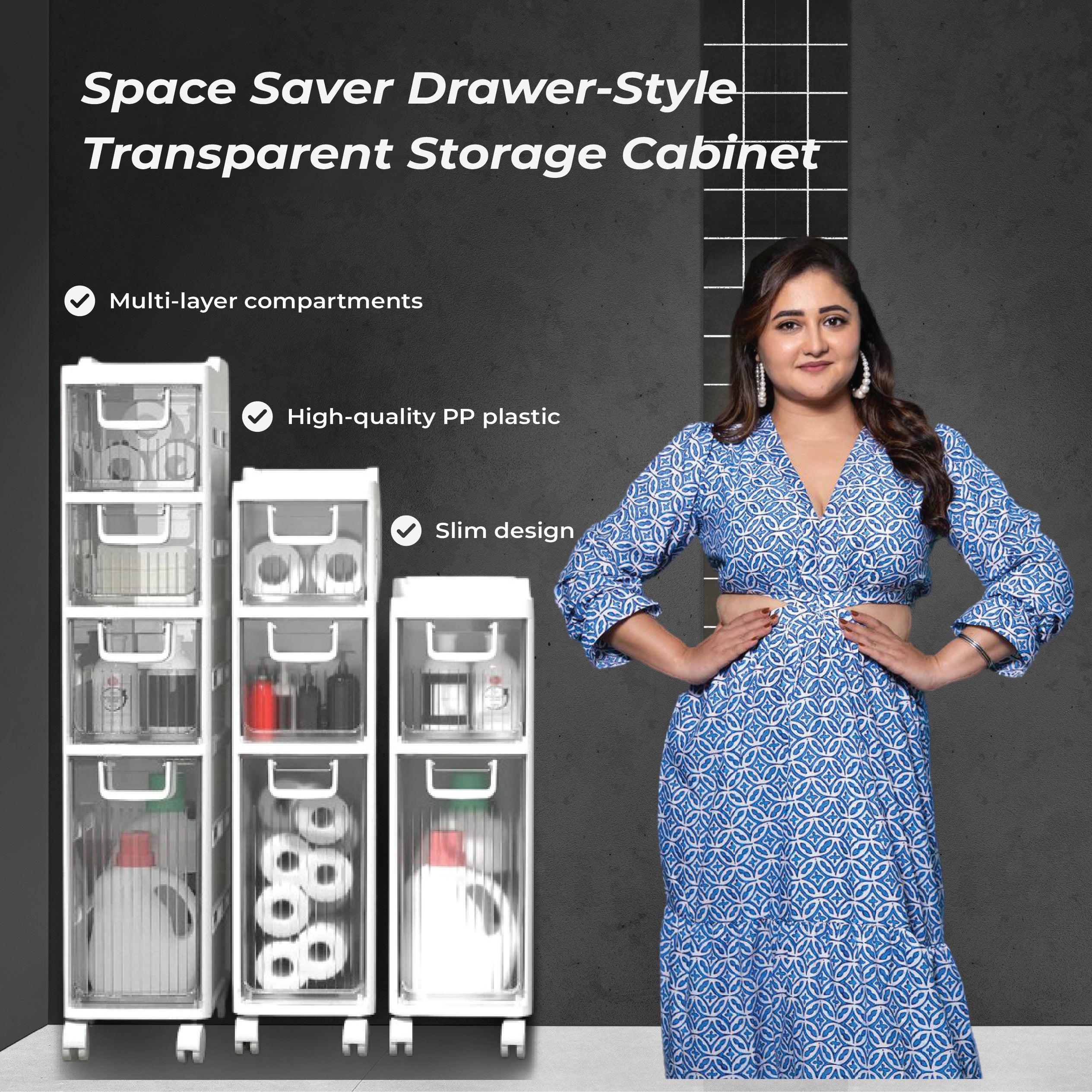 Space Saver Drawer-Style Transparent Storage Cabinet
