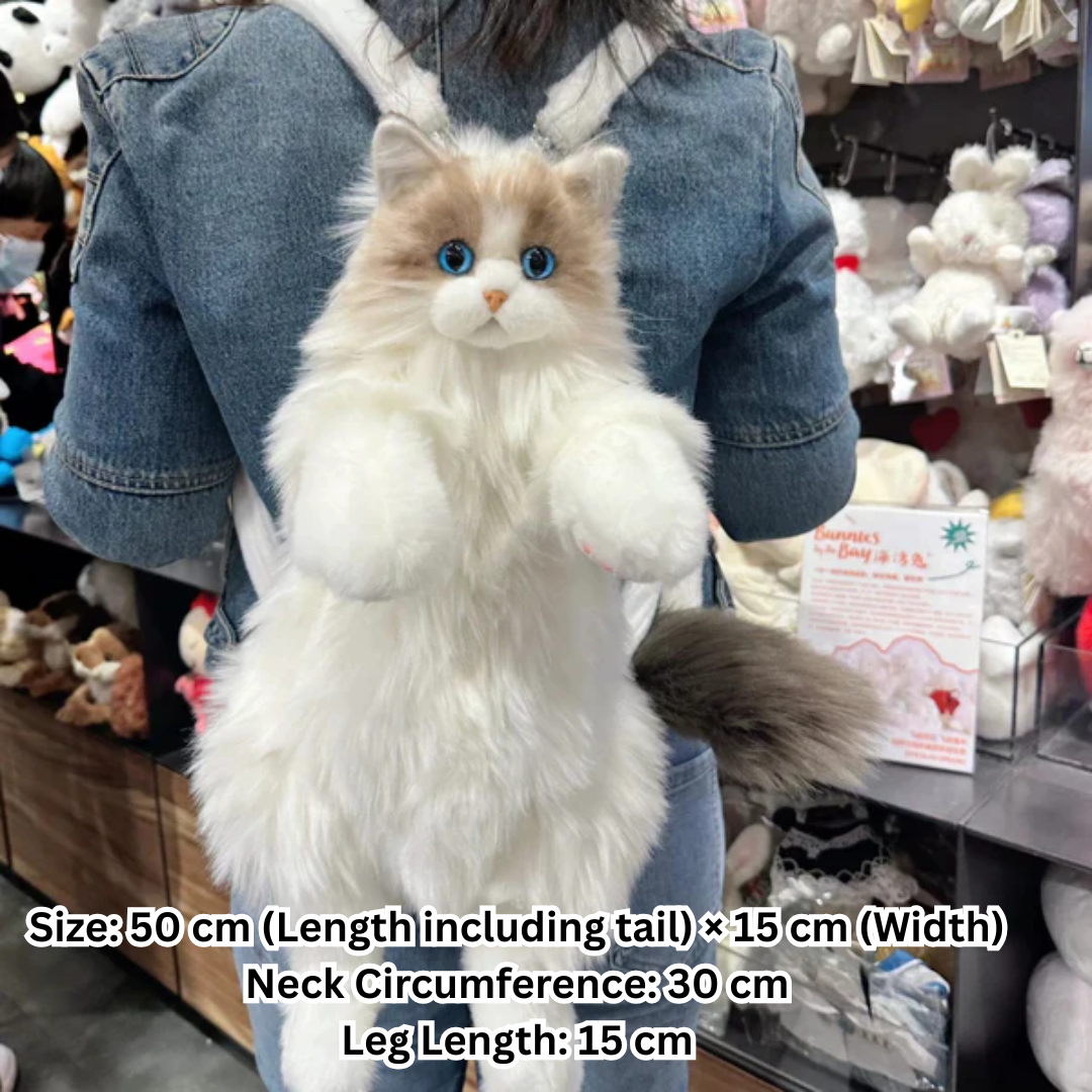 HOMERO Lifelike Stuffed Cat Shape Plush Travel Backpack