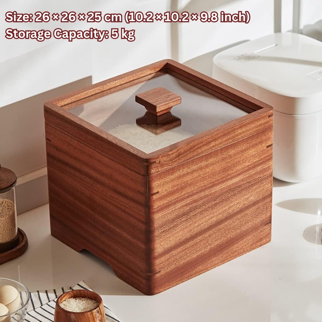 HOMERO Multiuse Wooden Airtight Cereal Container with Lid