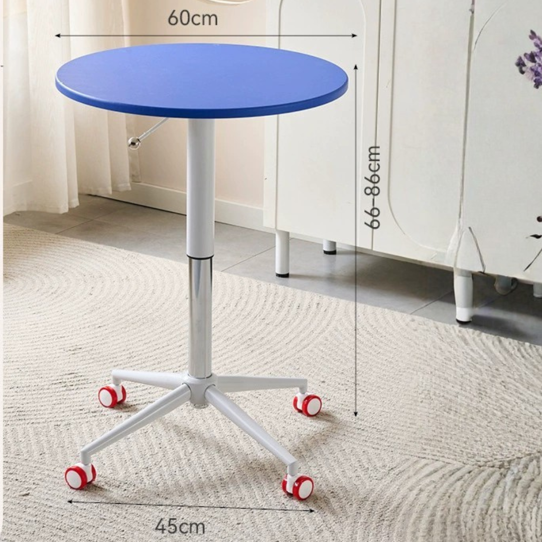 HOMERO Minimalist Height Adjustable Round Table with Lockable Wheels