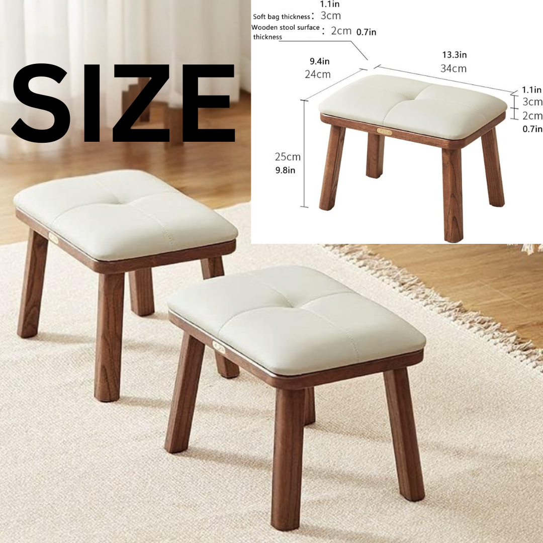 HOMERO Solid Wood Upholstered Accent Stool