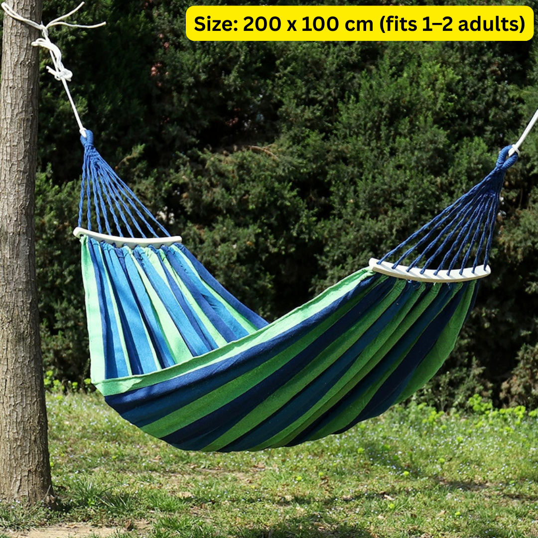 HOMERO Wooden Canvas Hammock Swing Bed Outdoor & Indoor - 200x100cm