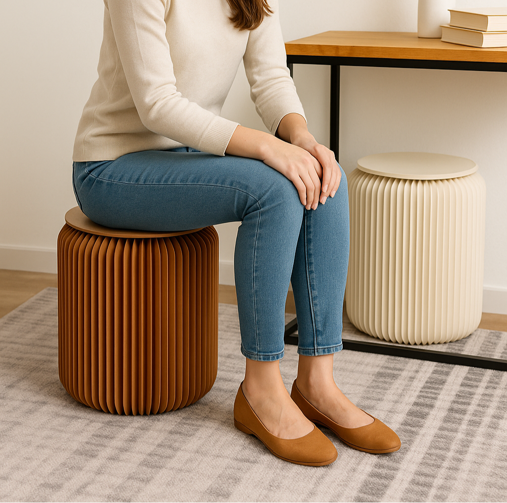 Foldable Accordion Paper Stool with 300 kg Load Capacity