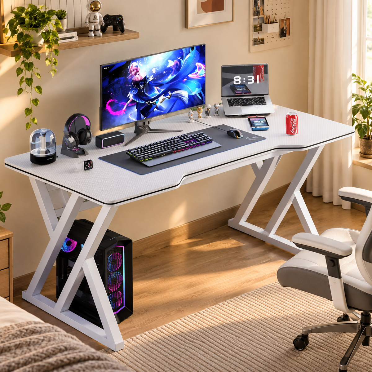 Modern Ergonomic Gaming Desk Minimalist Home Office Computer Table