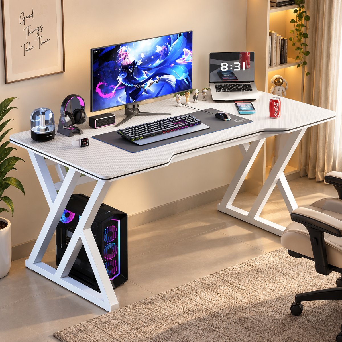 Modern Ergonomic Gaming Desk Minimalist Home Office Computer Table