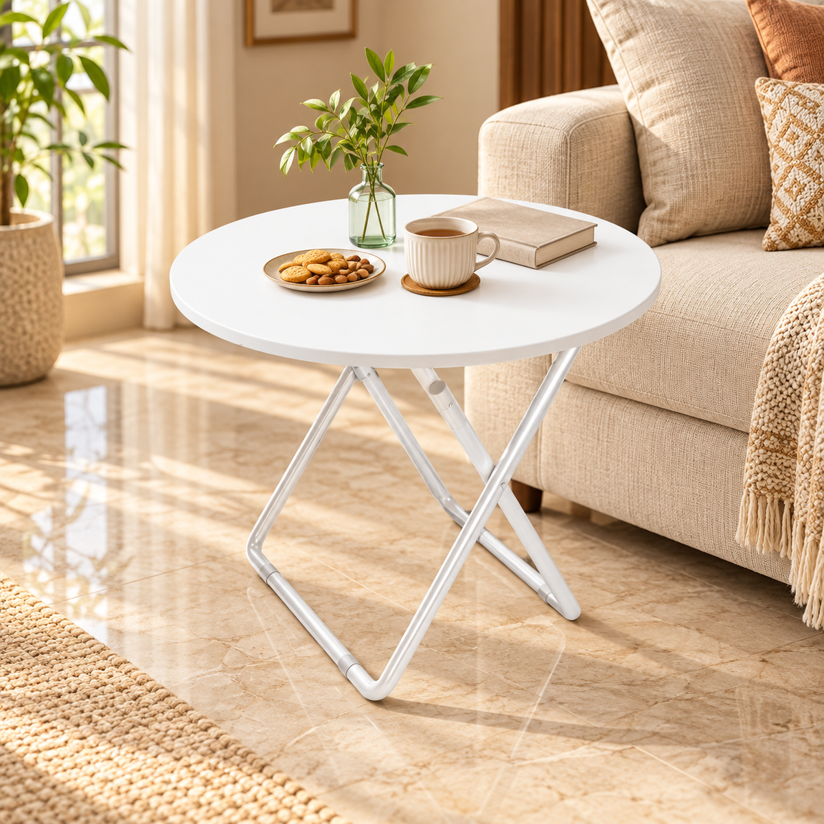 Modern Round Foldable Multiuse Table