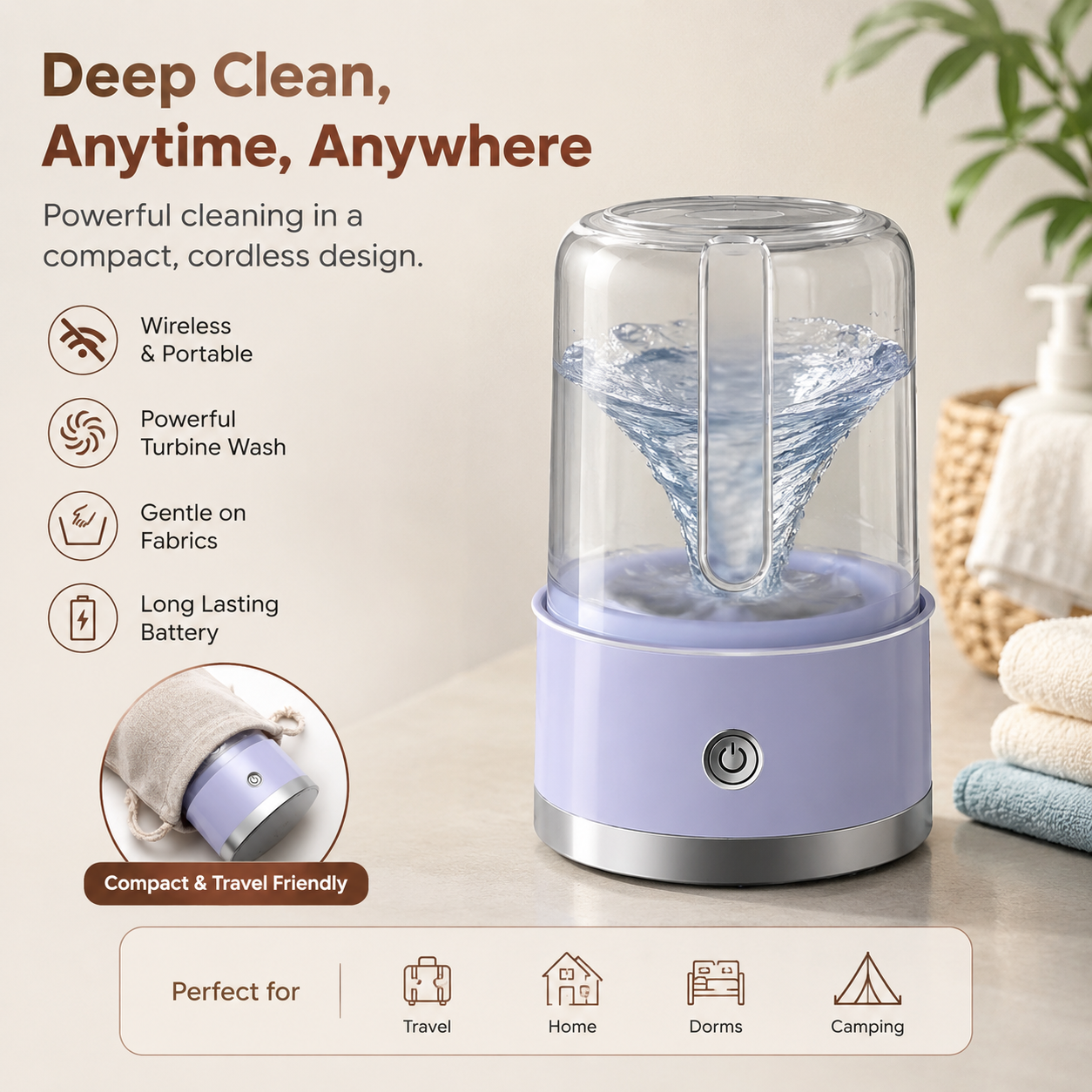 Travel Friendly Wireless Mini Washing Machine