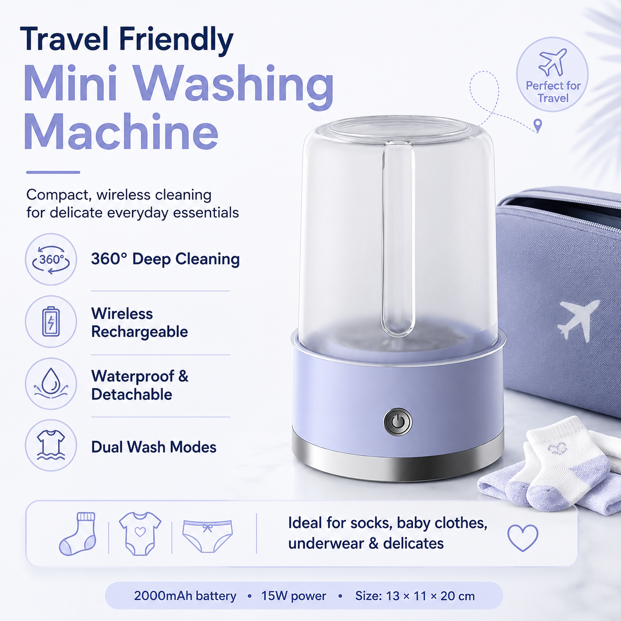 Travel Friendly Wireless Mini Washing Machine