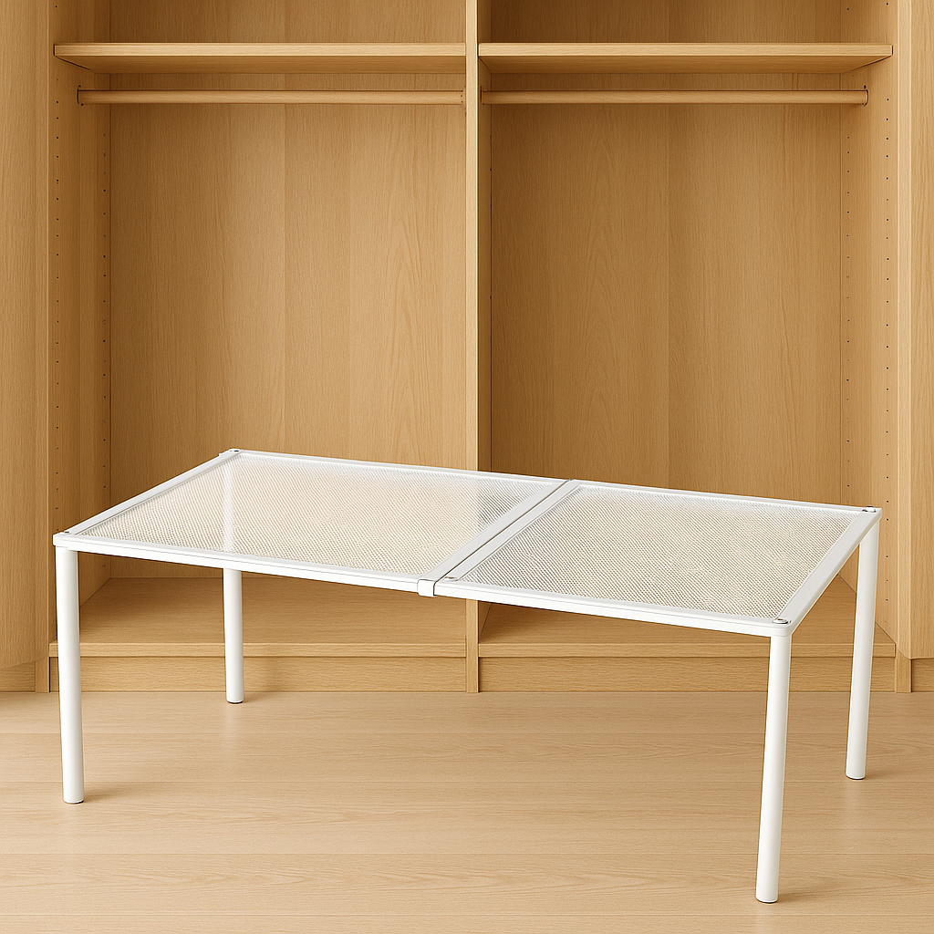 Homero Expandable Layered Closet Organizer Shelf White Carbon Steel