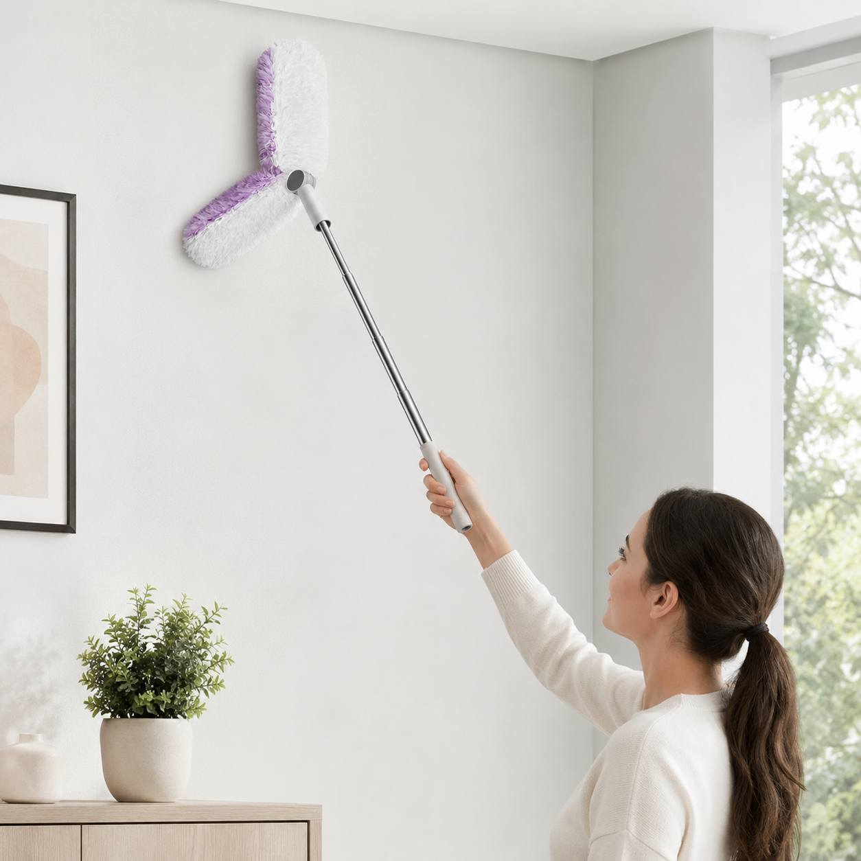 Extendable Dual Head Microfiber Duster with Bendable Cleaning Head