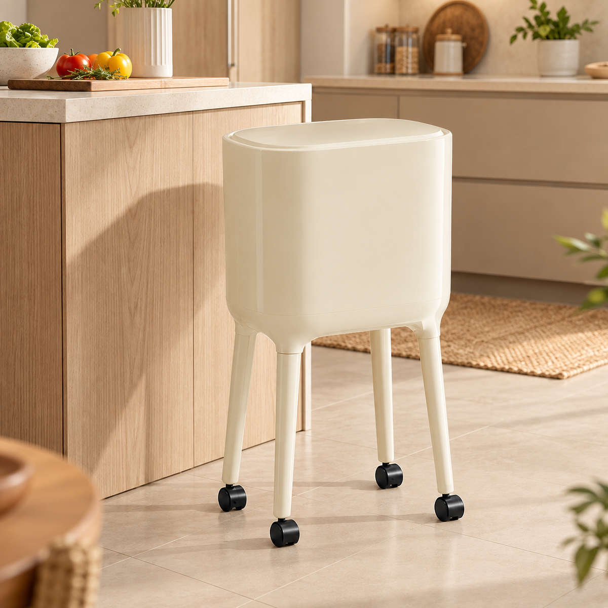 HOMERO Nordic Style High Foot Push Lid Trash Can - 16L