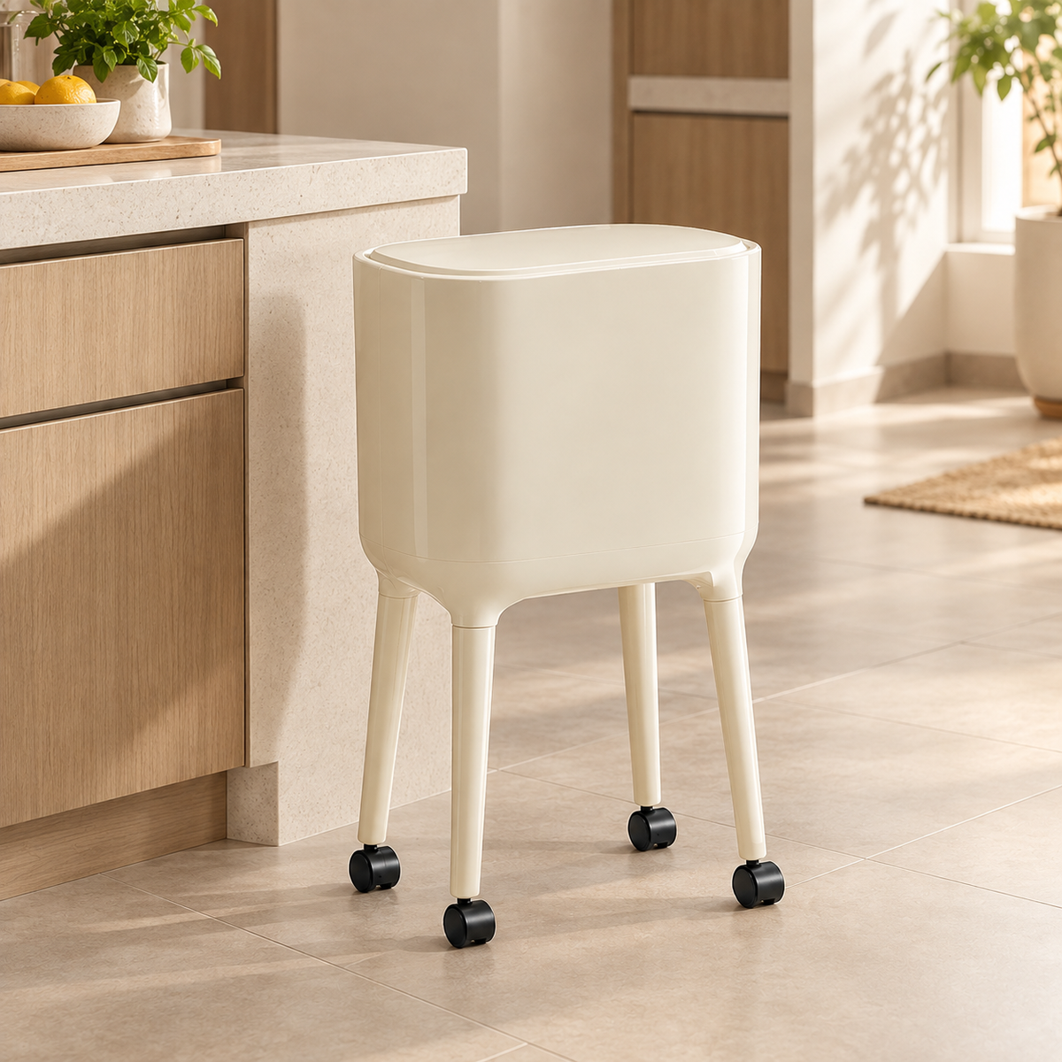 HOMERO Nordic Style High Foot Push Lid Trash Can - 16L