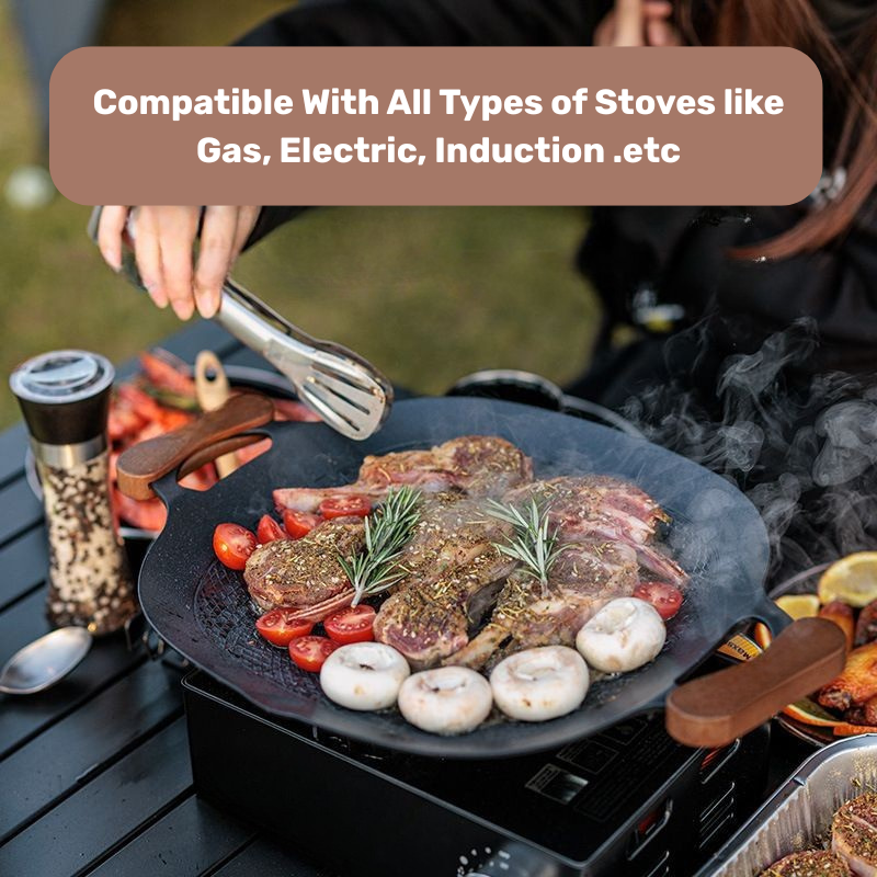 Homero Cast Iron Non-Stick Multi-Griddle Frying Pan Induction and Stove Compatible (43cm)