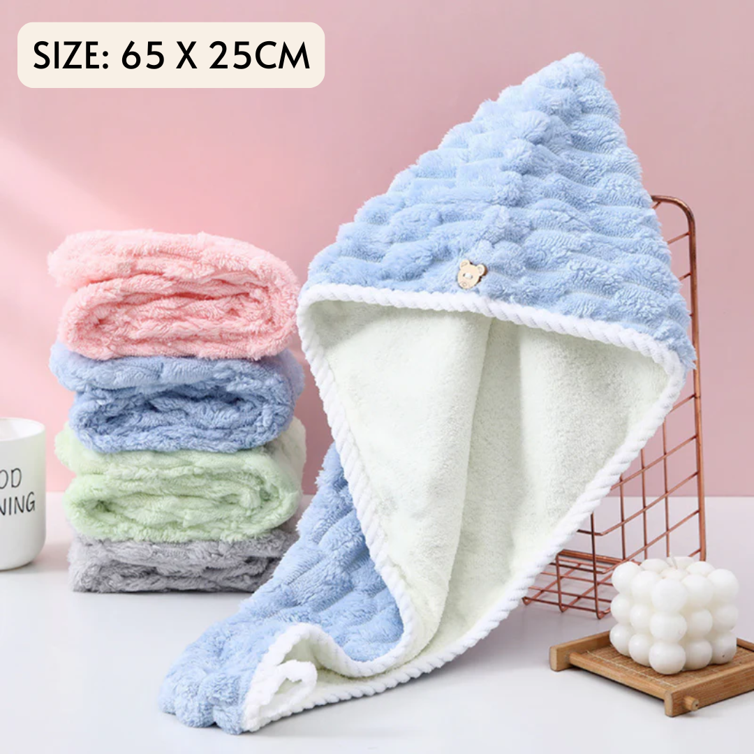 Homero Ultra-Soft Coral Fleece Hair Drying Cap with Cloud Texture