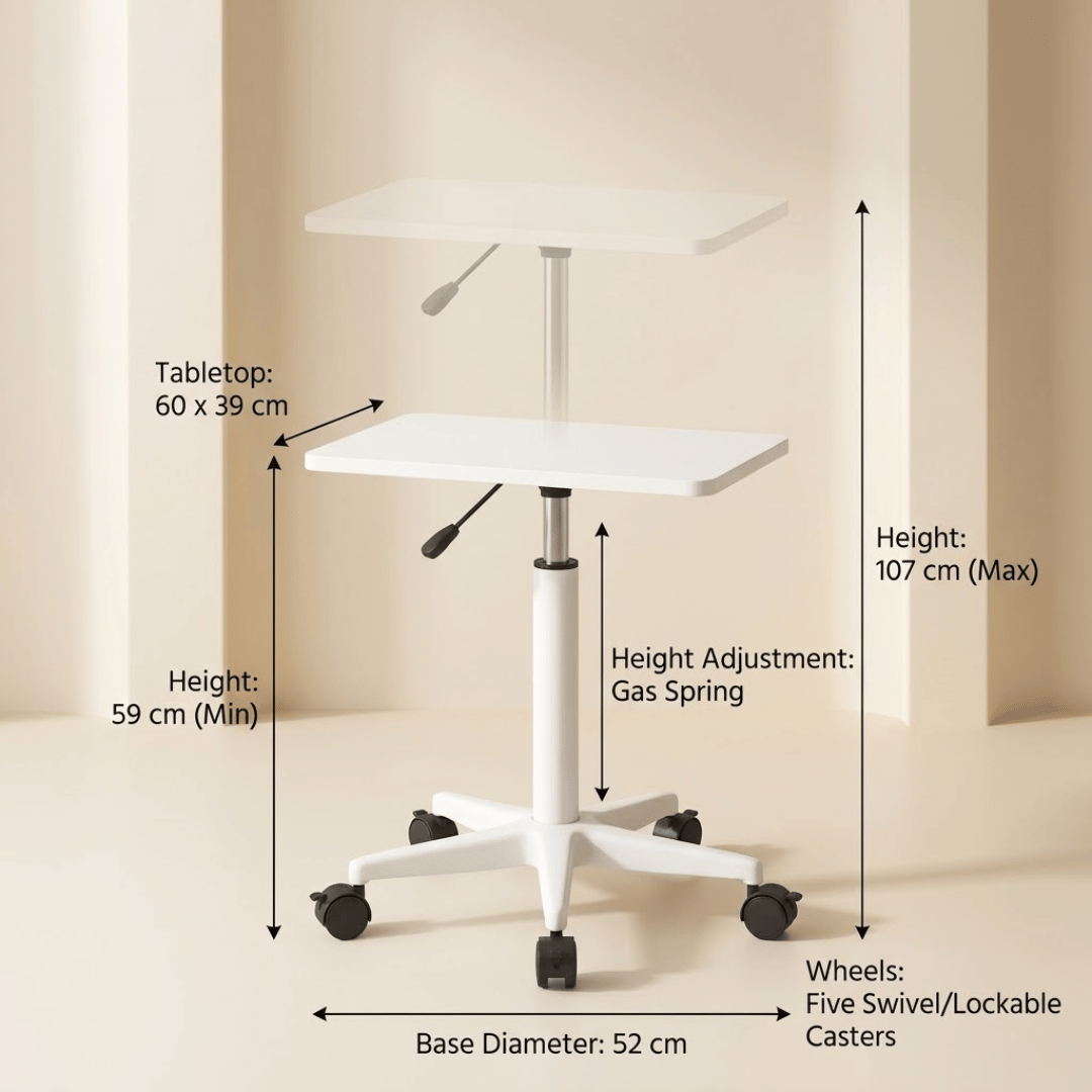 Multi-Purpose Height Adjustable Rolling Table