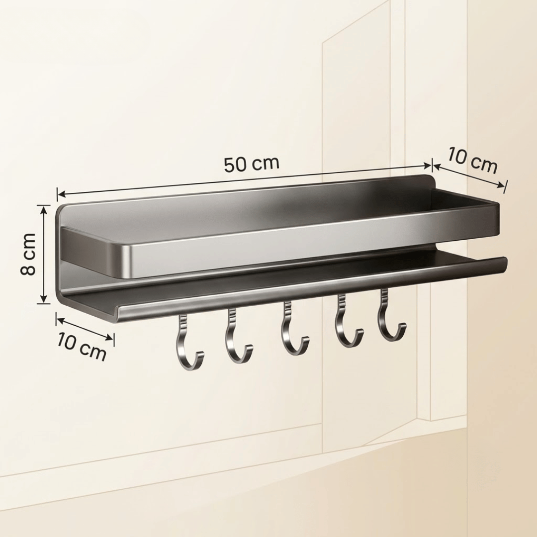 Wall Mounted Kitchen Spice Rack Organizer with Hooks