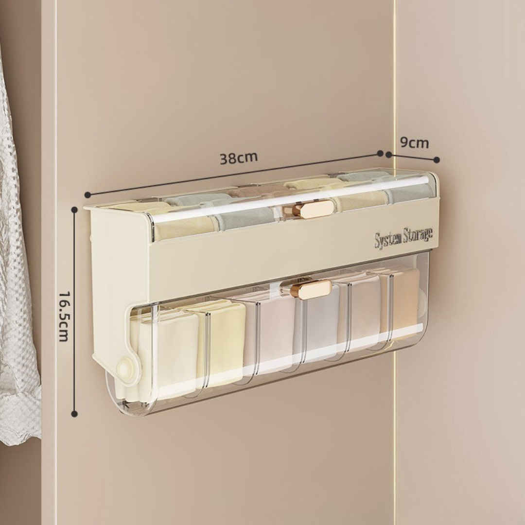 Wall Mounted Underwear and Socks Storage Organizer with Transparent Flip Lid