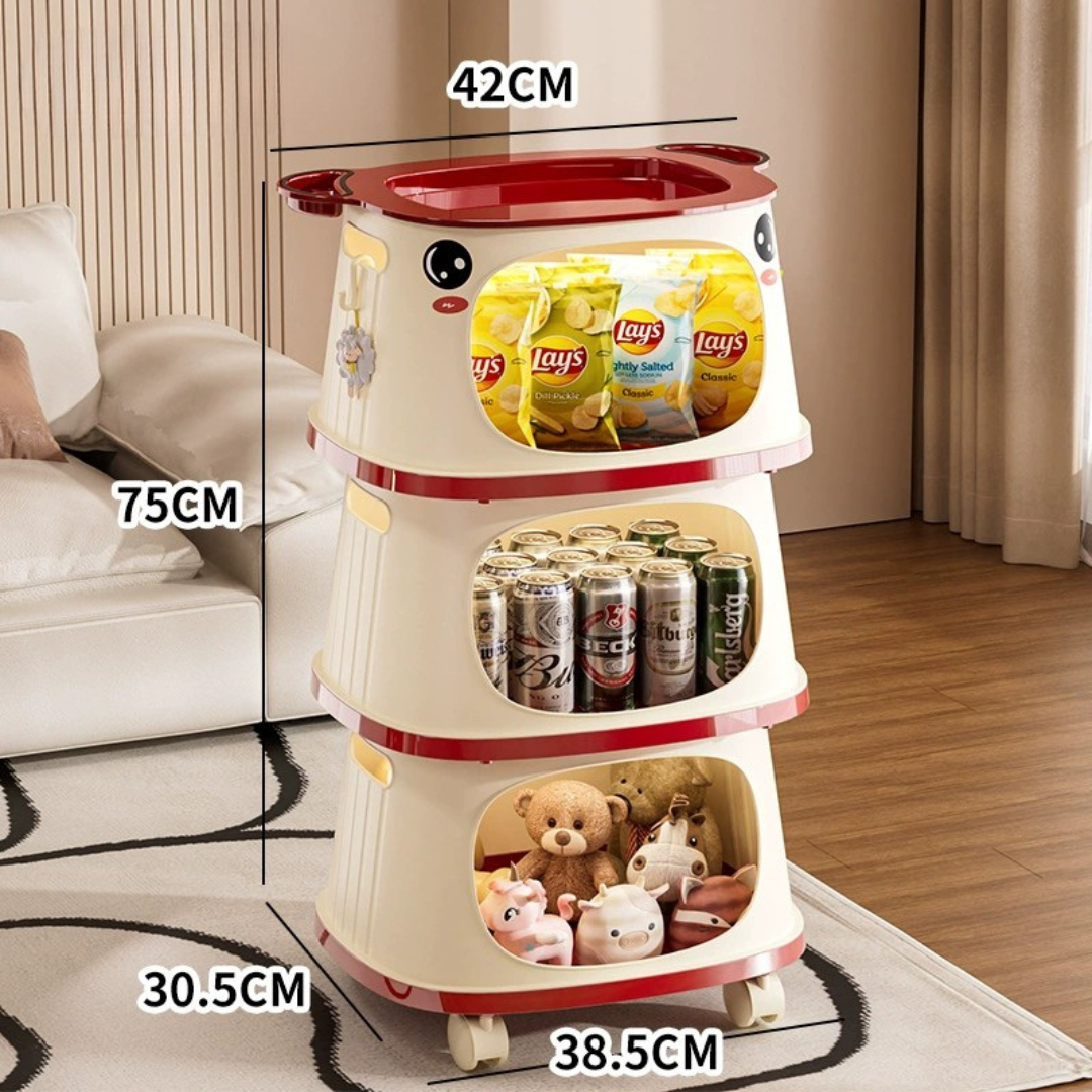 Cute Cartoon Multipurpose Storage Rack with Wheels