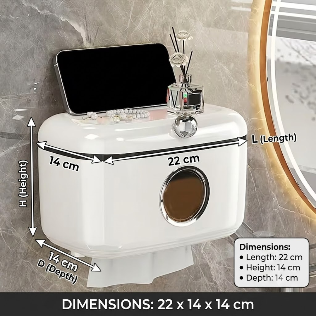 Stylish Wall Mounted Bathroom Tissue Box with Sliding Cover and Towel Holder