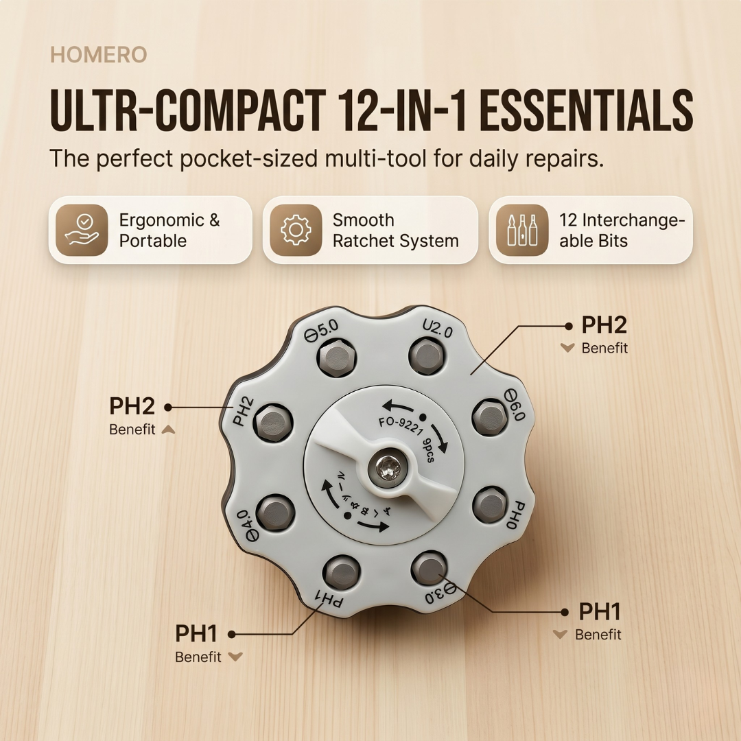 12 in 1 Magnetic Ratchet Screwdriver Set with 8 Bits