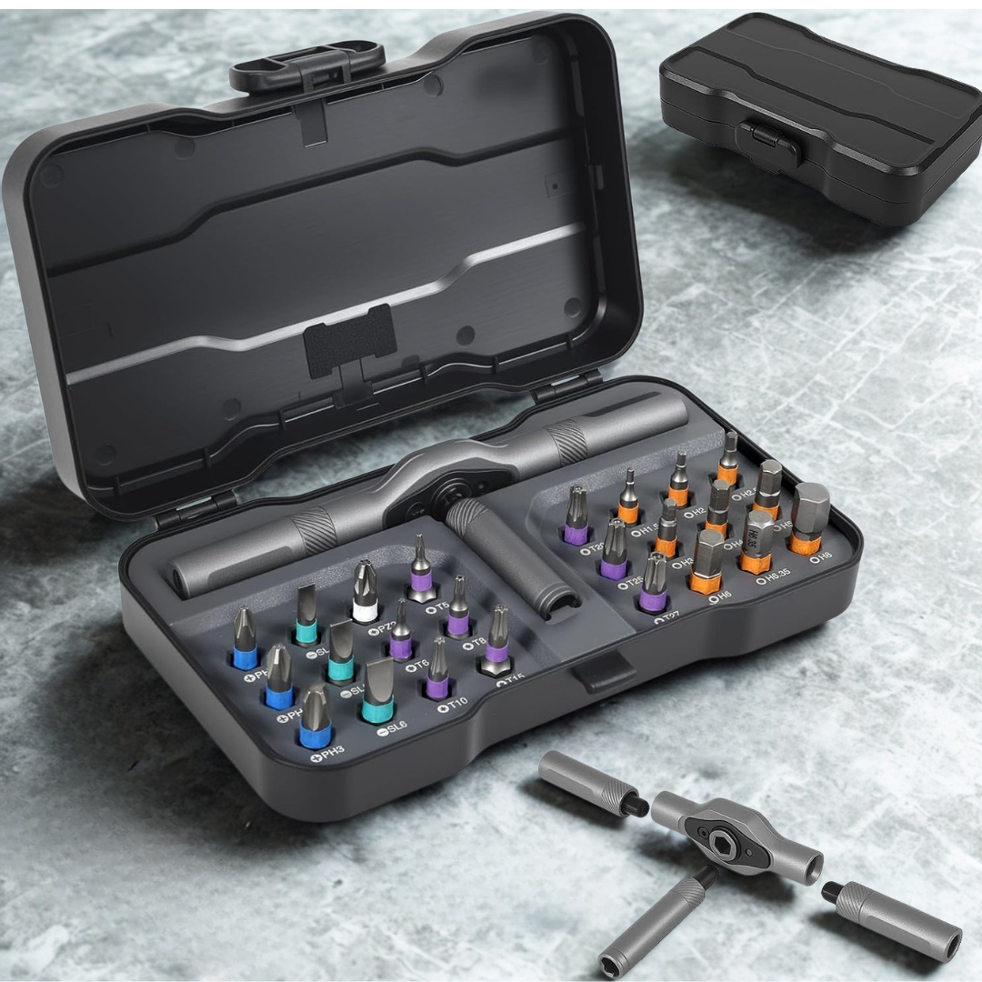 24 In 1 Magnetic T Shape Ratchet Screwdriver Set with S2 Steel Bits