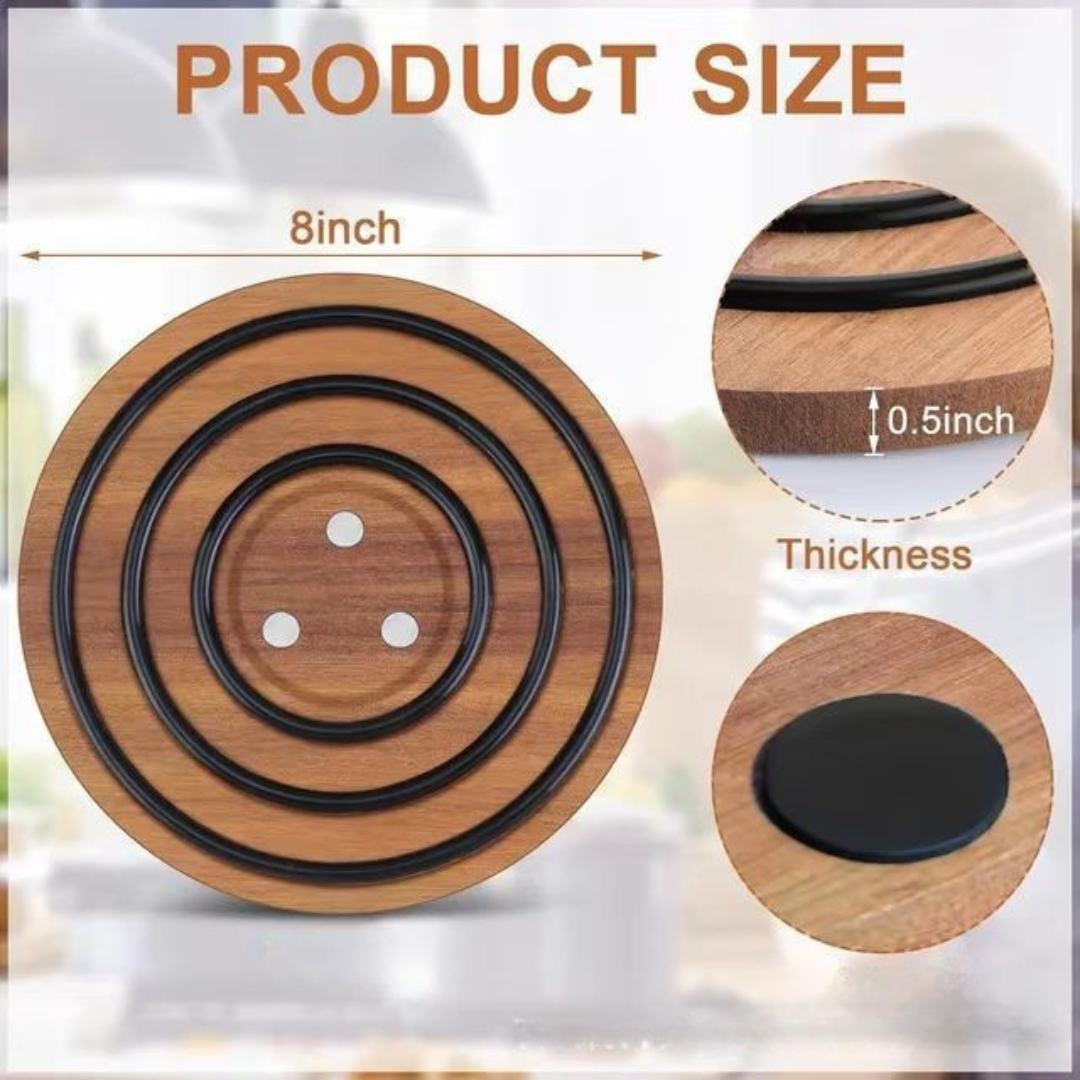 Magnetic Wooden Trivet with Heat Resistant Silicone Rings