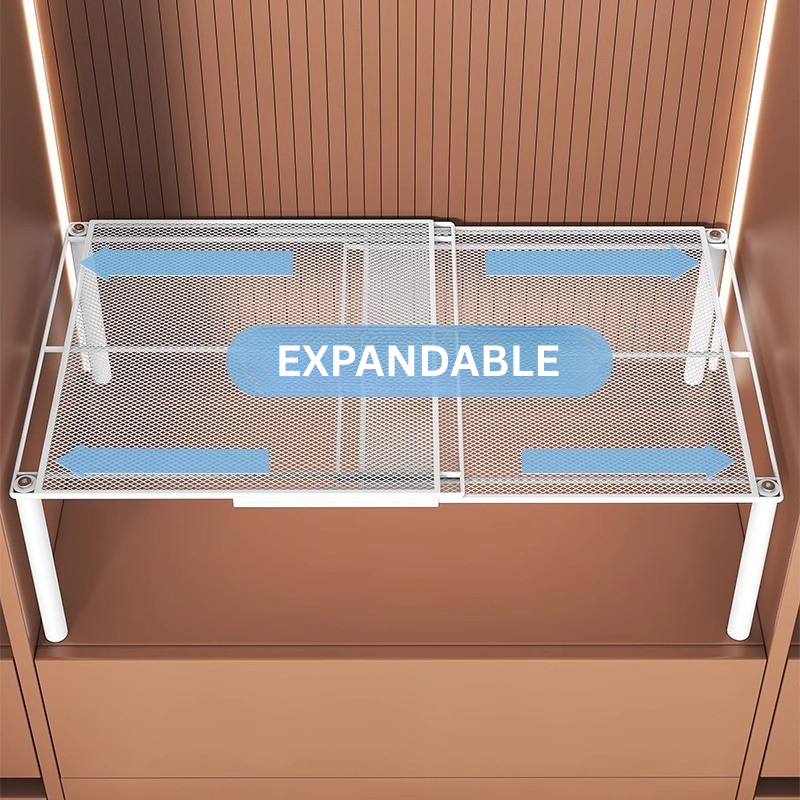 Homero Expandable Layered Closet Organizer Shelf White Carbon Steel