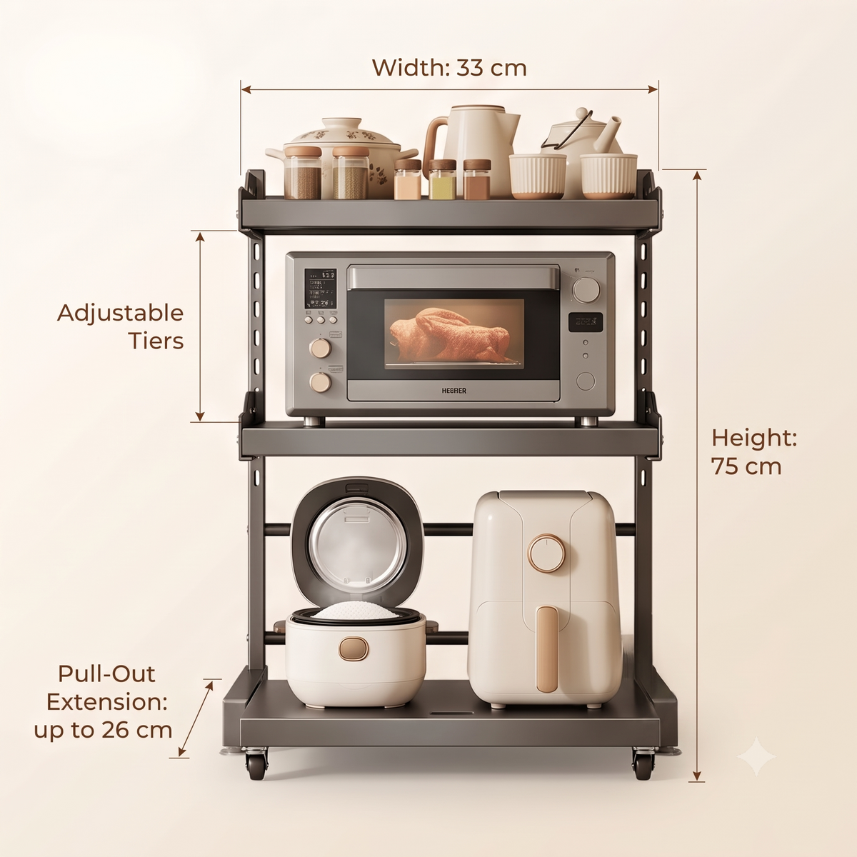 Carbon Steel Adjustable Microwave Oven Rack & Orgainzer