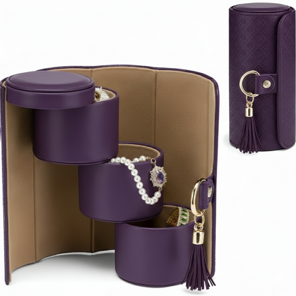 Homero Stylish and Portable 3-Layer Foldable Jewellery Case