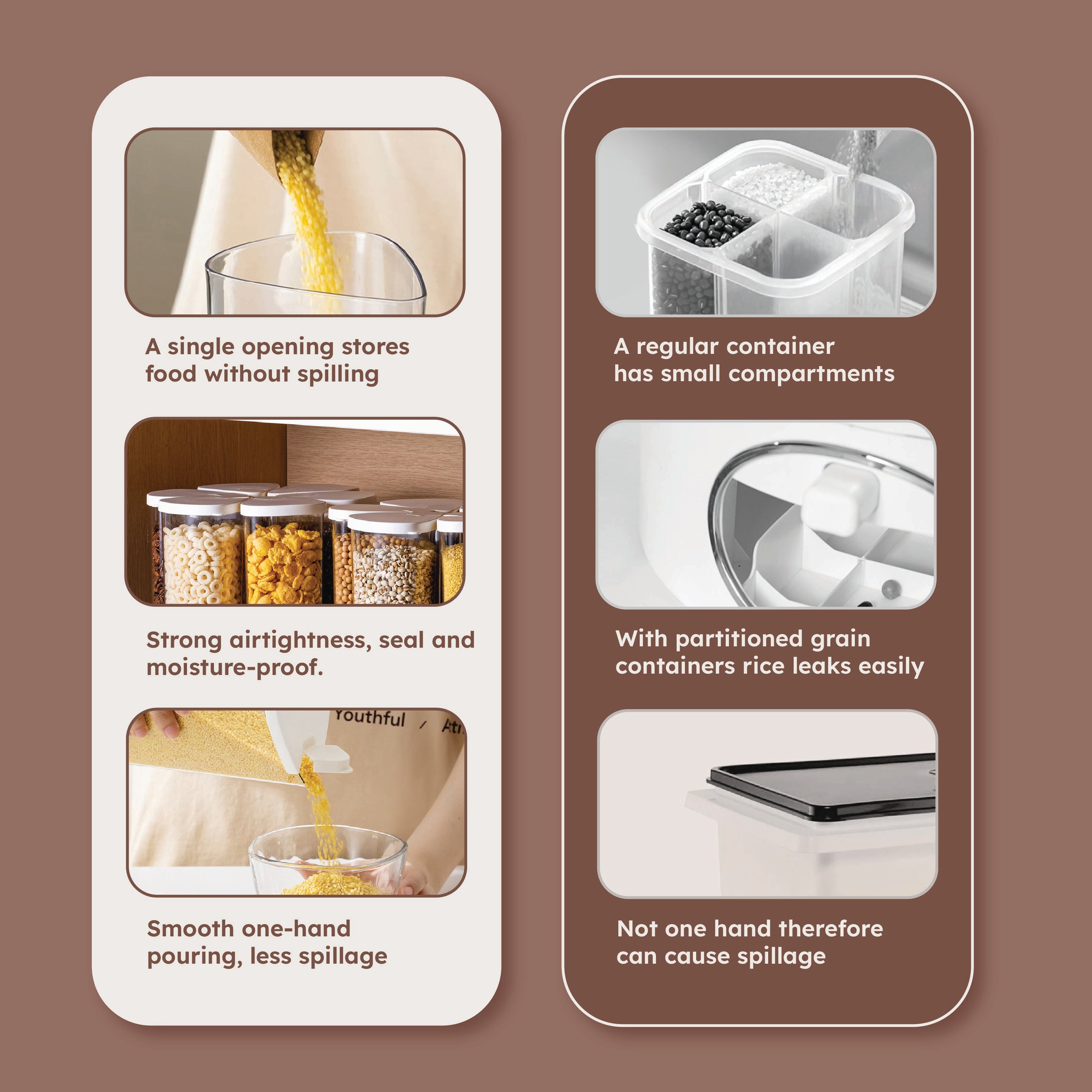 Homero 360 Degree Transparent Grain Storage Container with Rotating Base - 670ml Capacity