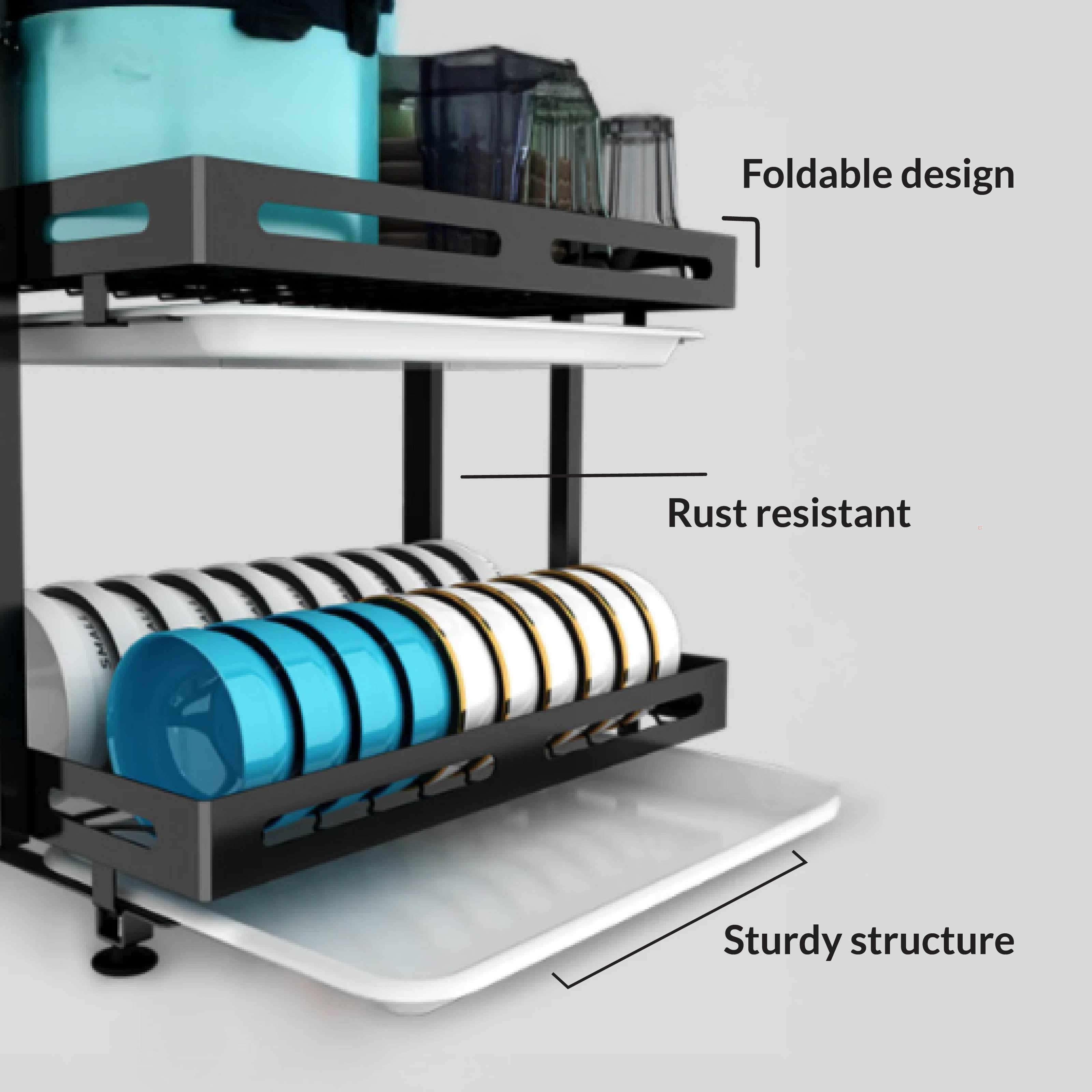 Homero 3-Layer Stainless Steel Foldable Dish Drying Rack