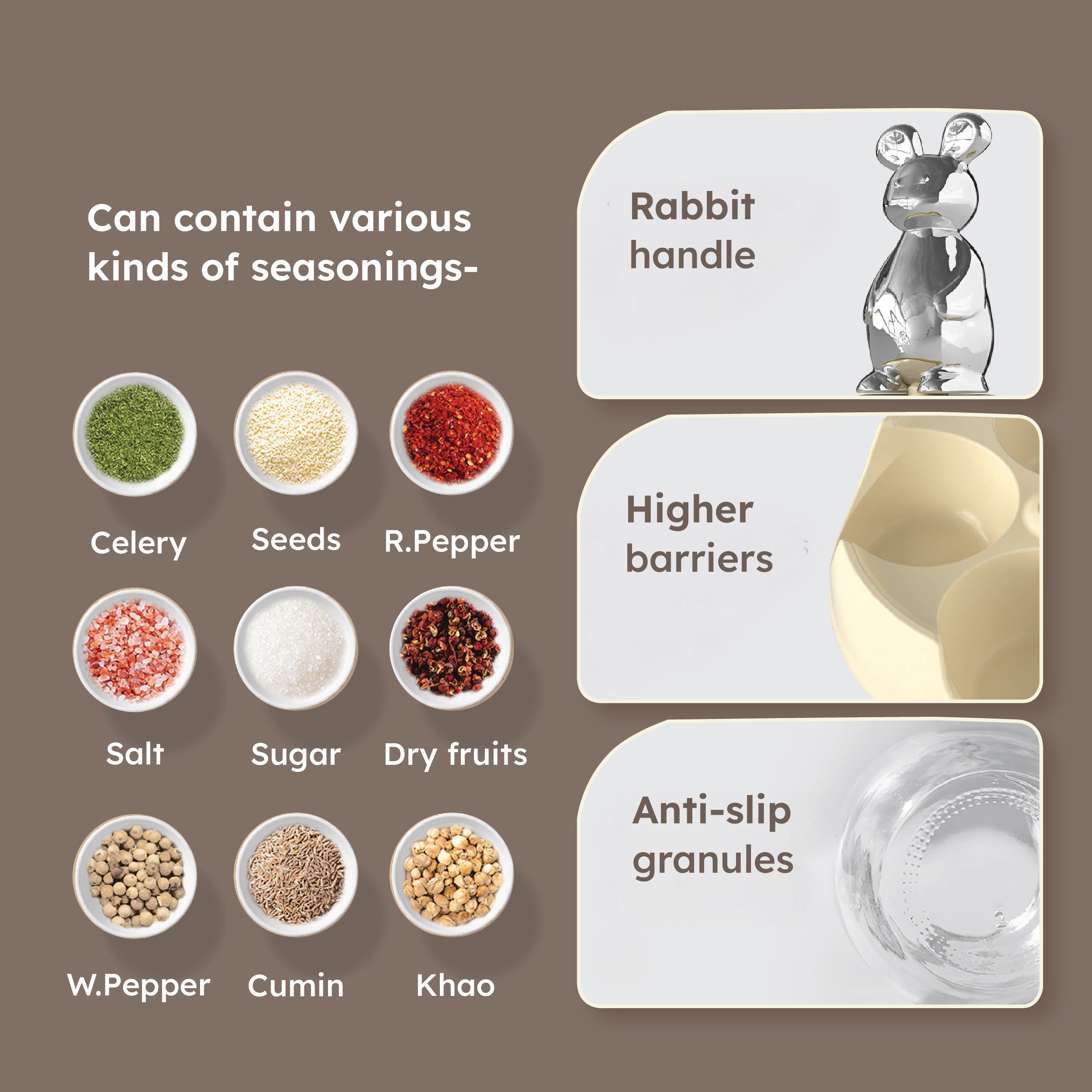 HOMERO 360 Degree Rotating Glass Bottle Organizer Spice Rack Set - 310ml