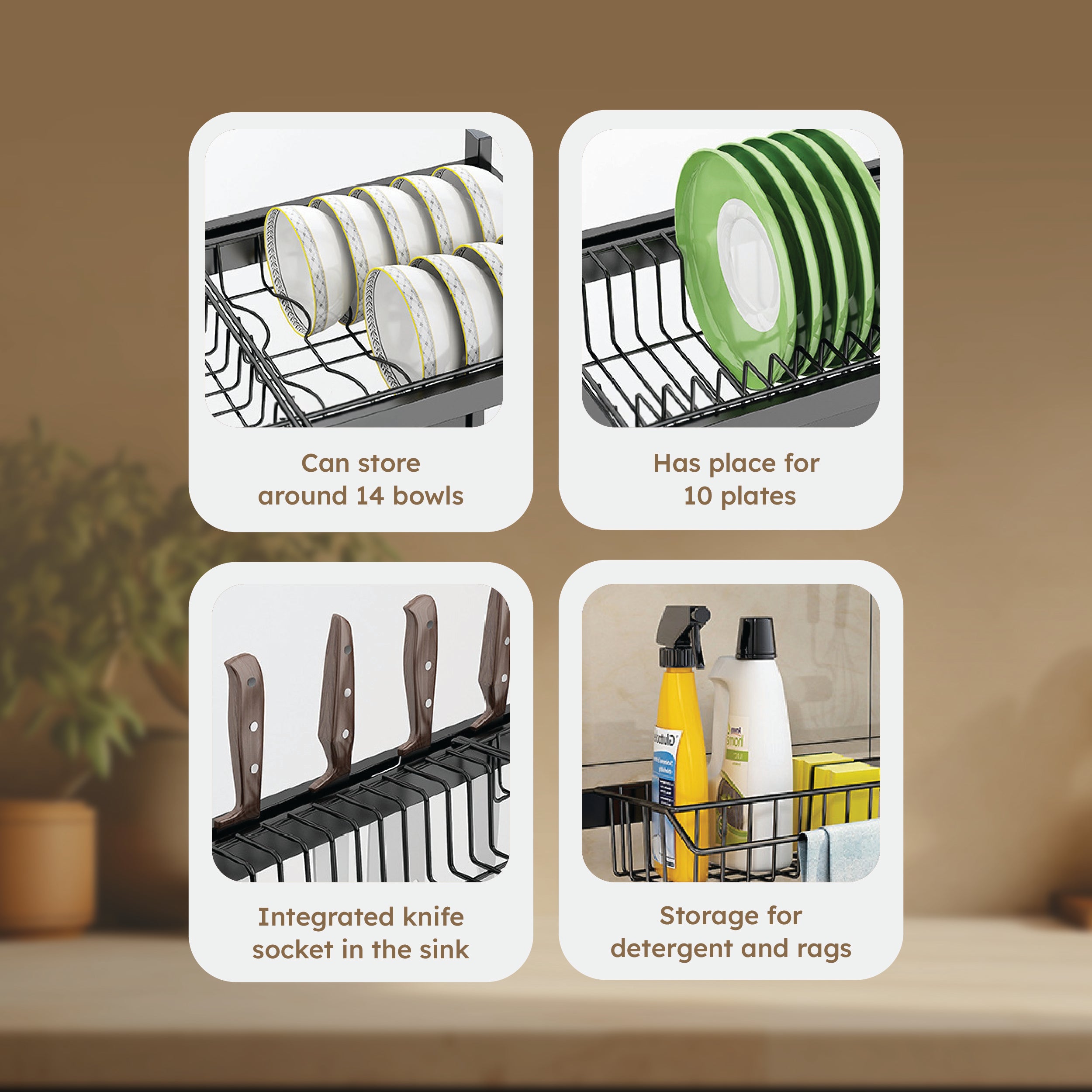 HOMERO Adjustable Multipurpose Over Sink Dish Drying Rack 85cm