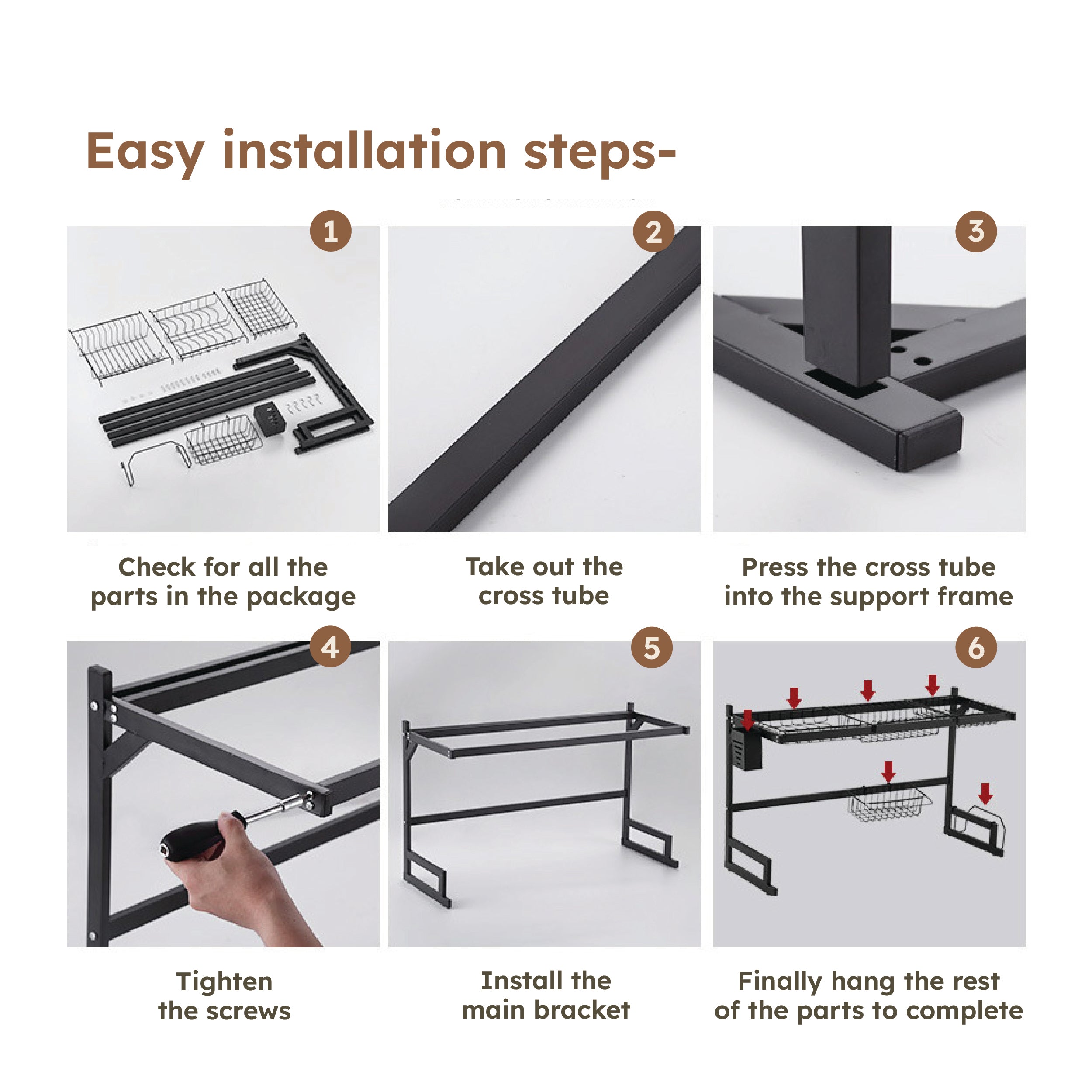 HOMERO Adjustable Multipurpose Over Sink Dish Drying Rack 85cm