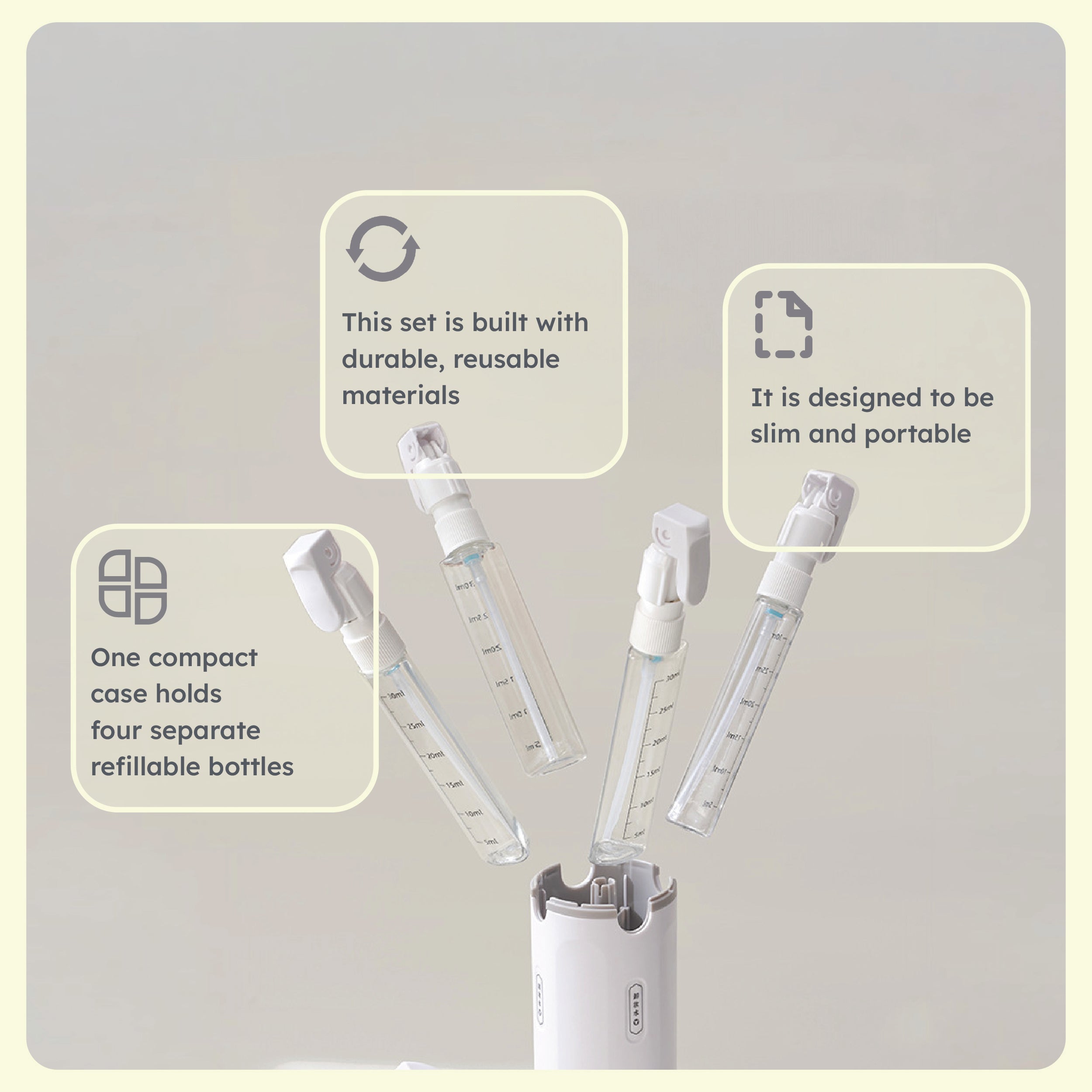 HOMERO Compact 4-in-1 Travel Refill Bottle Set - 40ml Capacity