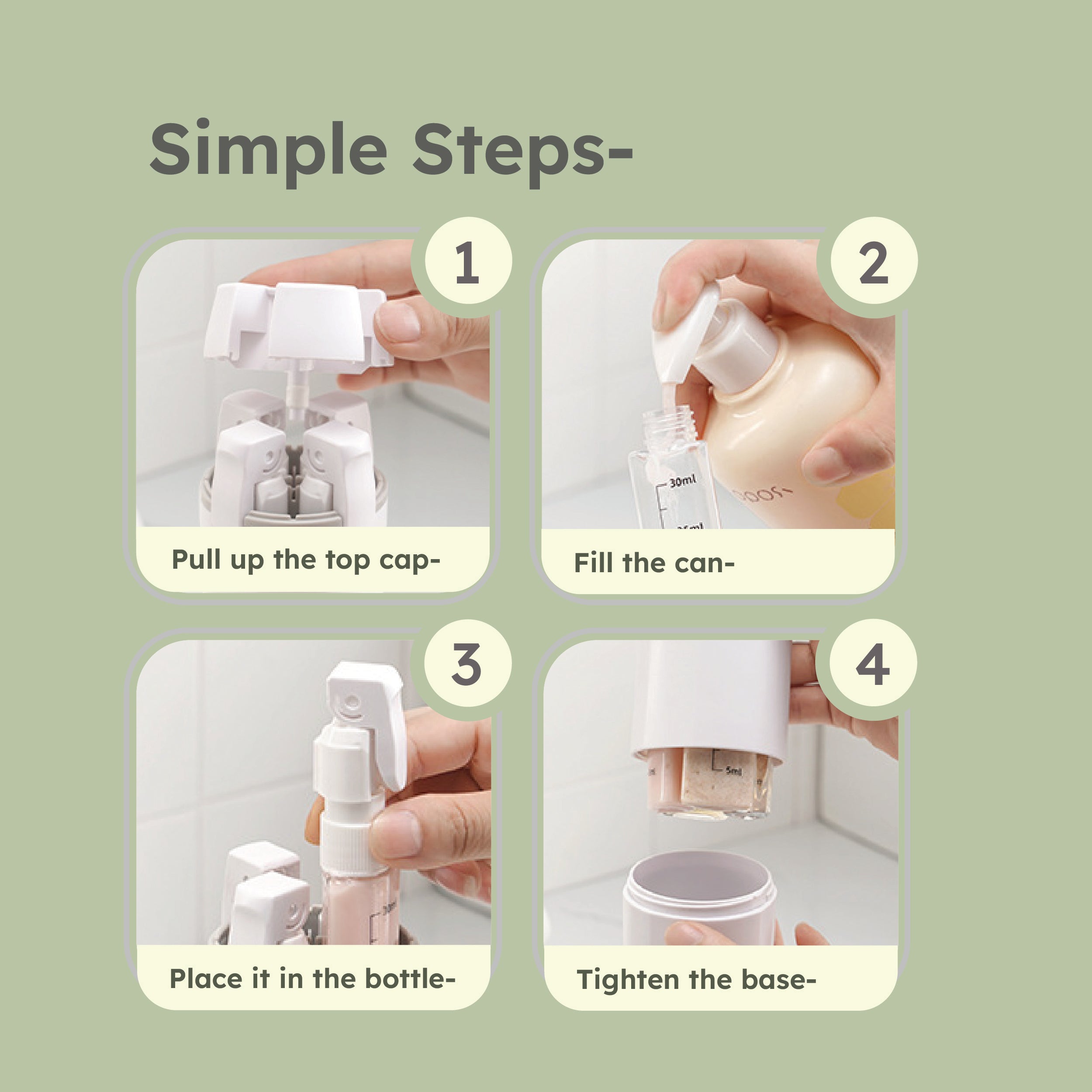 HOMERO Compact 4-in-1 Travel Refill Bottle Set - 40ml Capacity